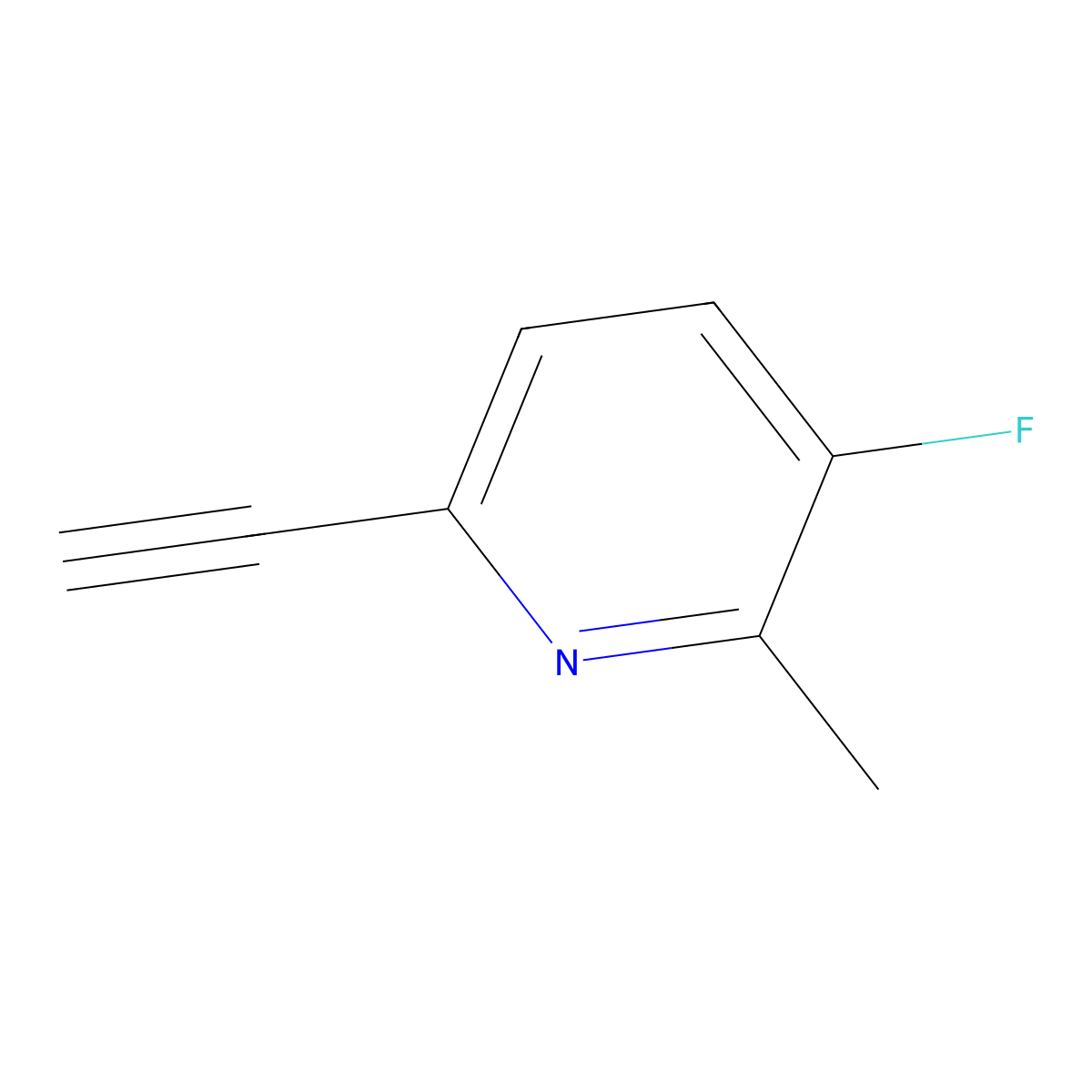 Pyridine, 6-ethynyl-3-fluoro-2-methyl- molecular structure, CAS 1256792-43-4