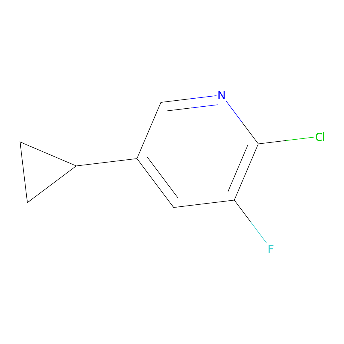 2-Chloro-5-cyclopropyl-3-fluoropyridine molecular structure, CAS 1256792-49-0