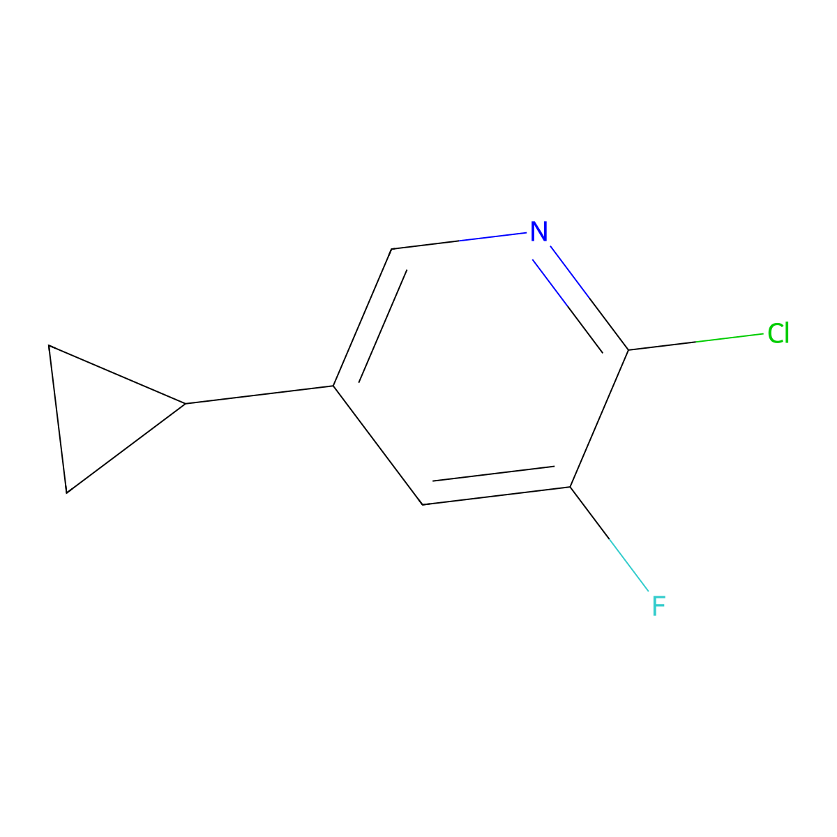 2-Chloro-5-cyclopropyl-3-fluoropyridine molecular structure, CAS 1256792-49-0