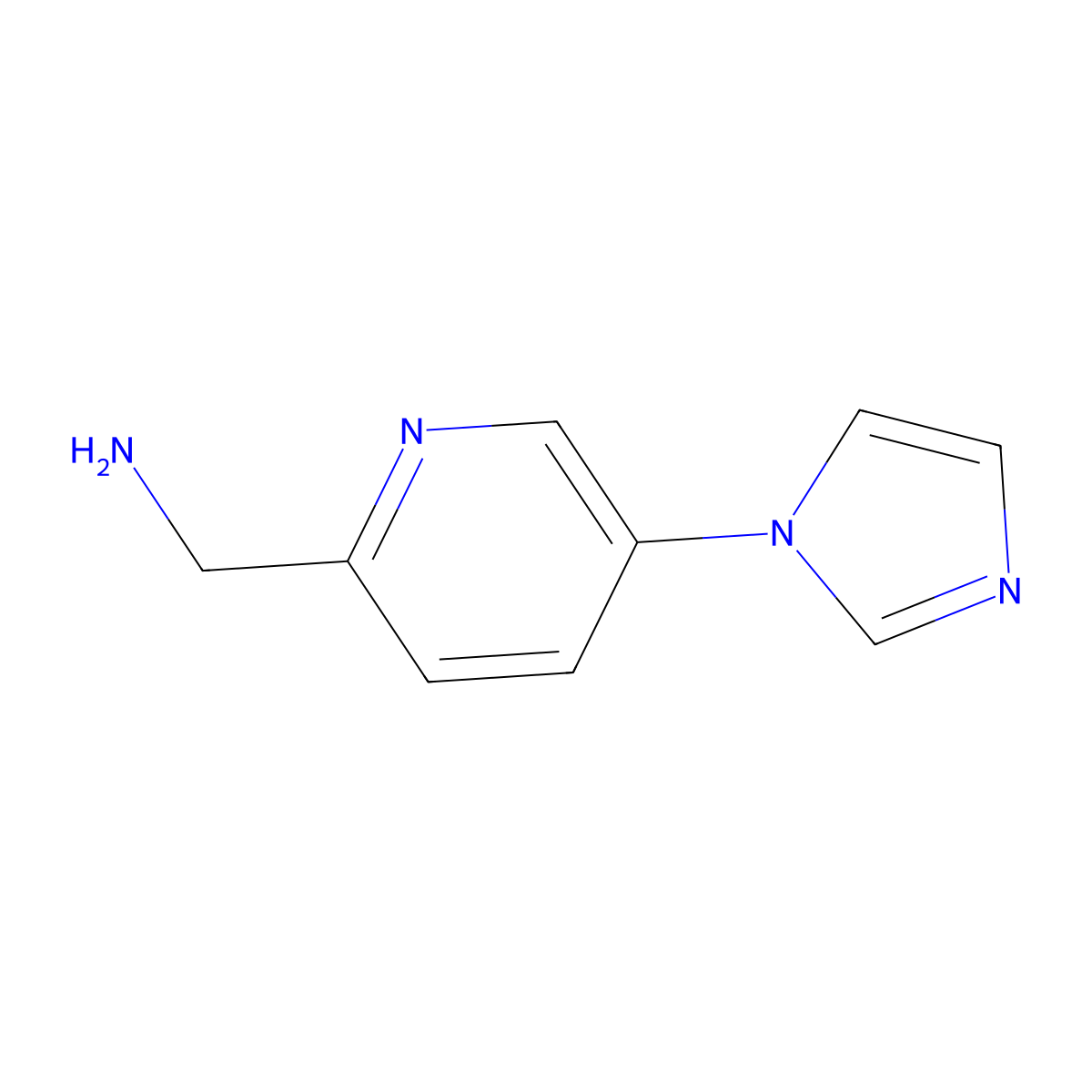 [5-(1H-imidazol-1-yl)pyridin-2-yl]methanamine molecular structure, CAS 1256793-51-7