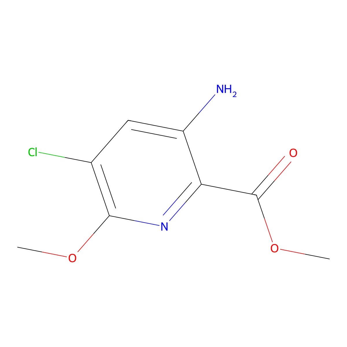 2-Pyridinecarboxylic acid, 3-amino-5-chloro-6-methoxy-, methyl ester molecular structure, CAS 1256793-69-7