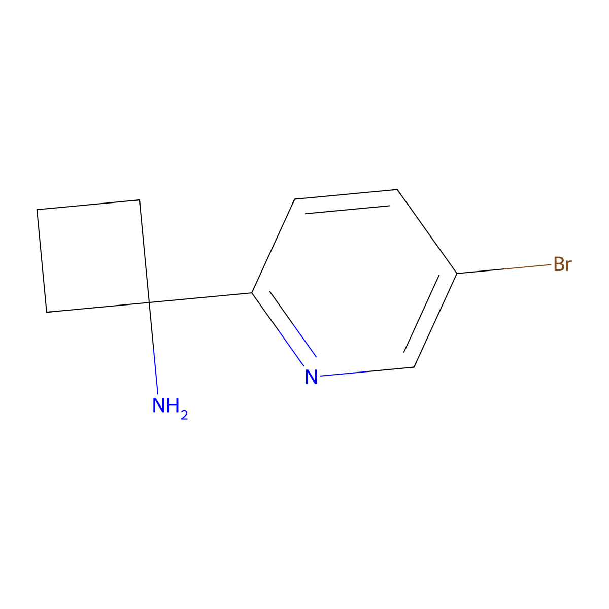 Cyclobutanamine, 1-(5-bromo-2-pyridinyl)- molecular structure, CAS 1256793-73-3