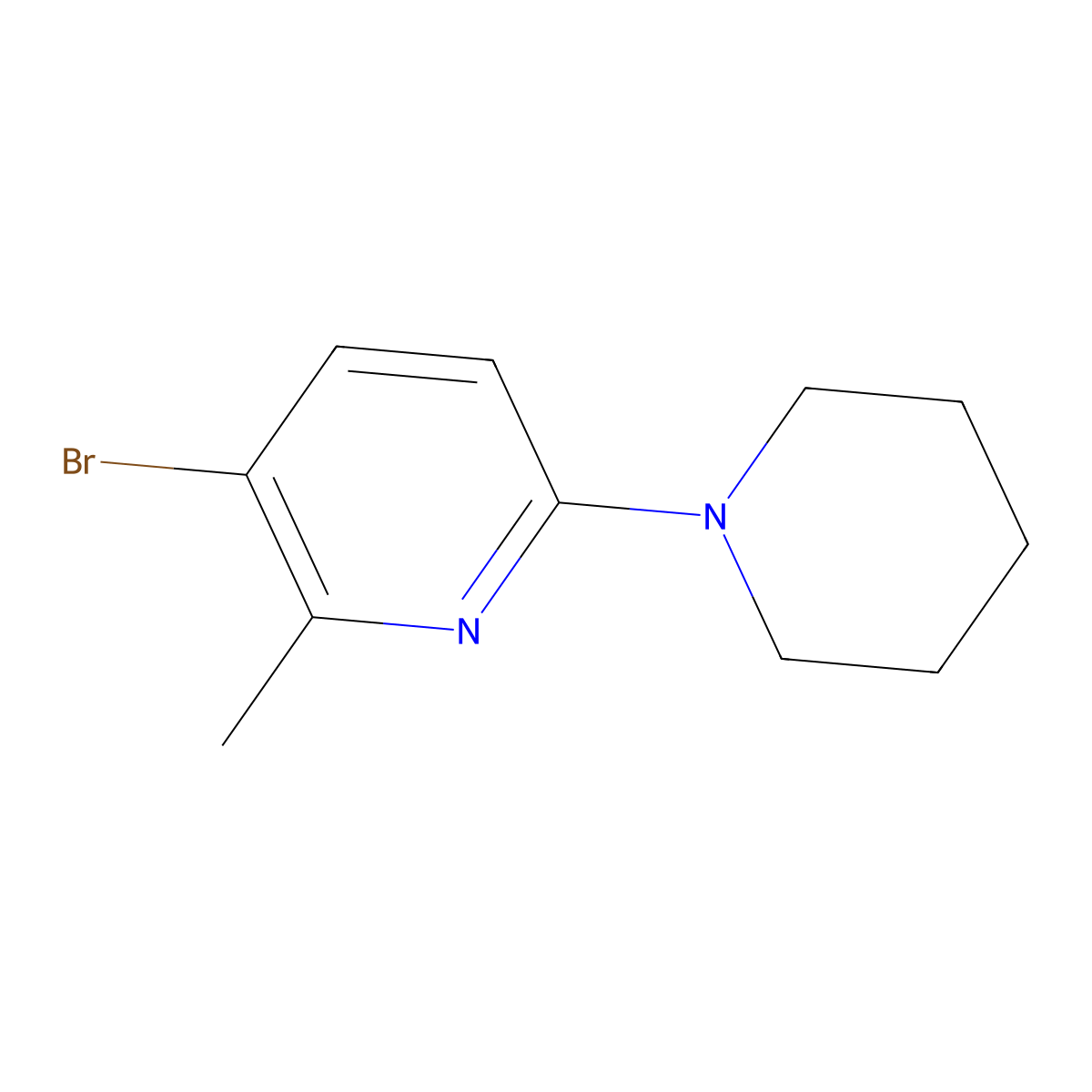 3-Bromo-2-methyl-6-(piperidin-1-yl)pyridine molecular structure, CAS 1256793-97-1