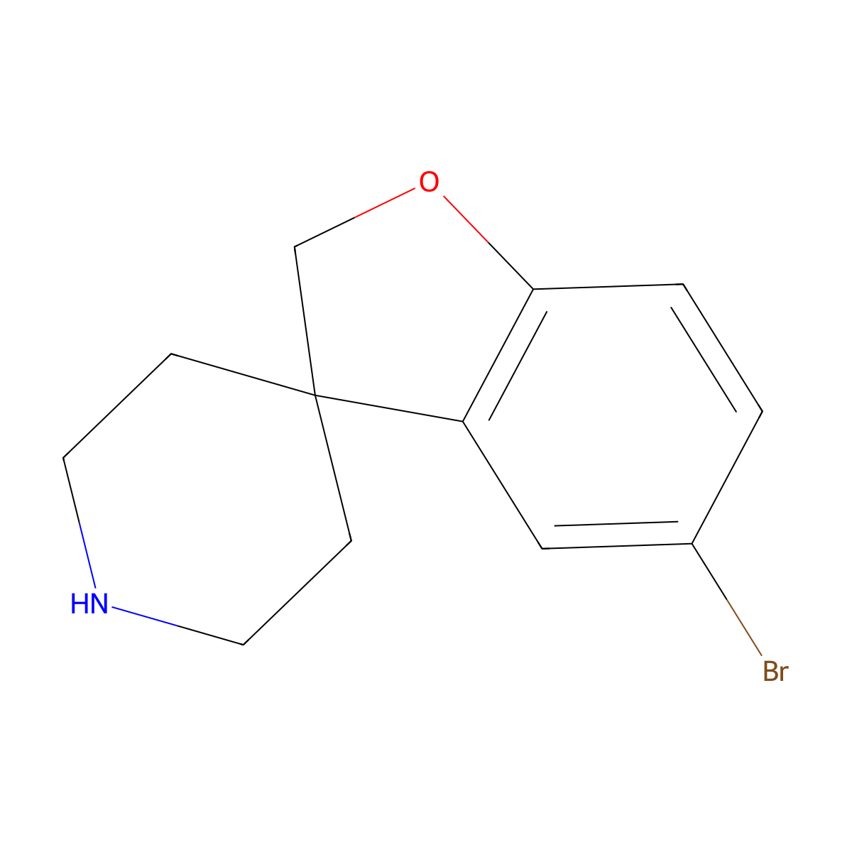 5-Bromo-2H-spiro[benzofuran-3,4'-piperidine] molecular structure, CAS 1256794-00-9