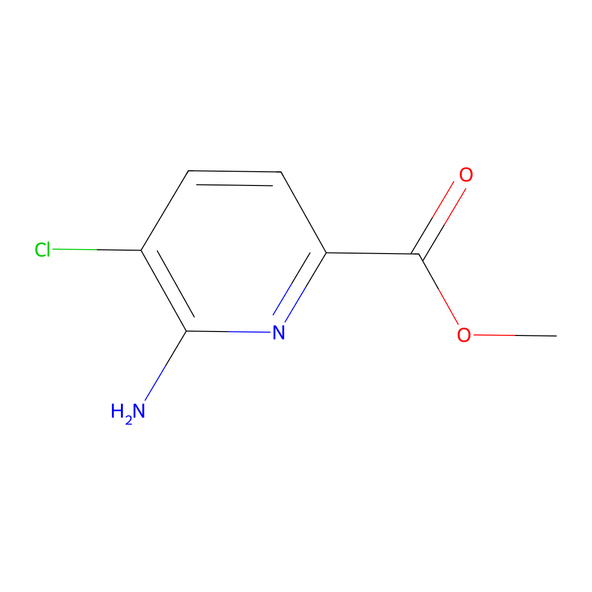 Methyl 6-amino-5-chloropicolinate molecular structure, CAS 1256794-05-4