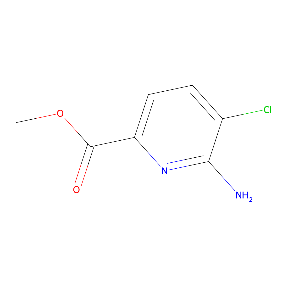 Methyl 6-amino-5-chloropicolinate molecular structure, CAS 1256794-05-4