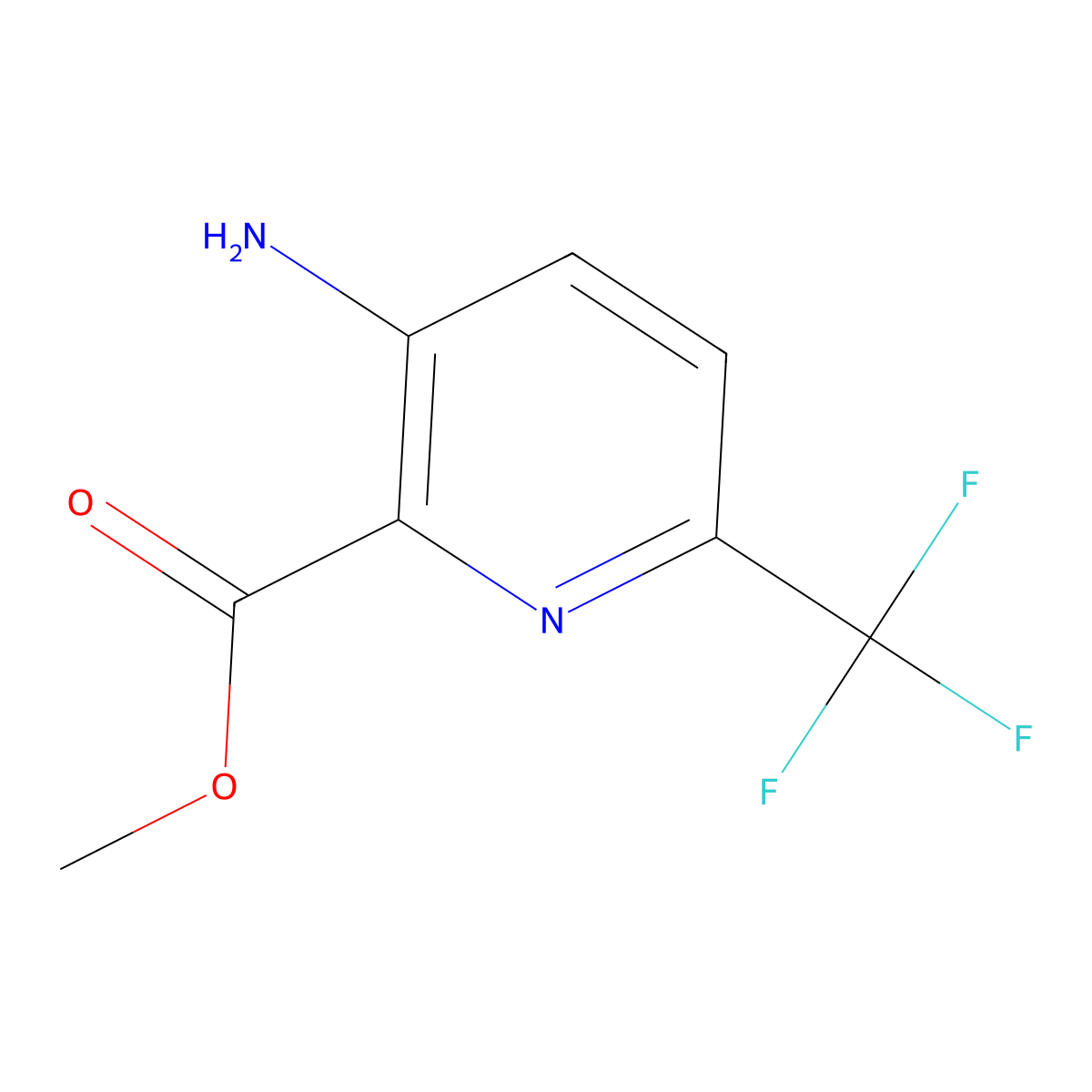 Methyl 3-amino-6-(trifluoromethyl)picolinate molecular structure, CAS 1256794-12-3