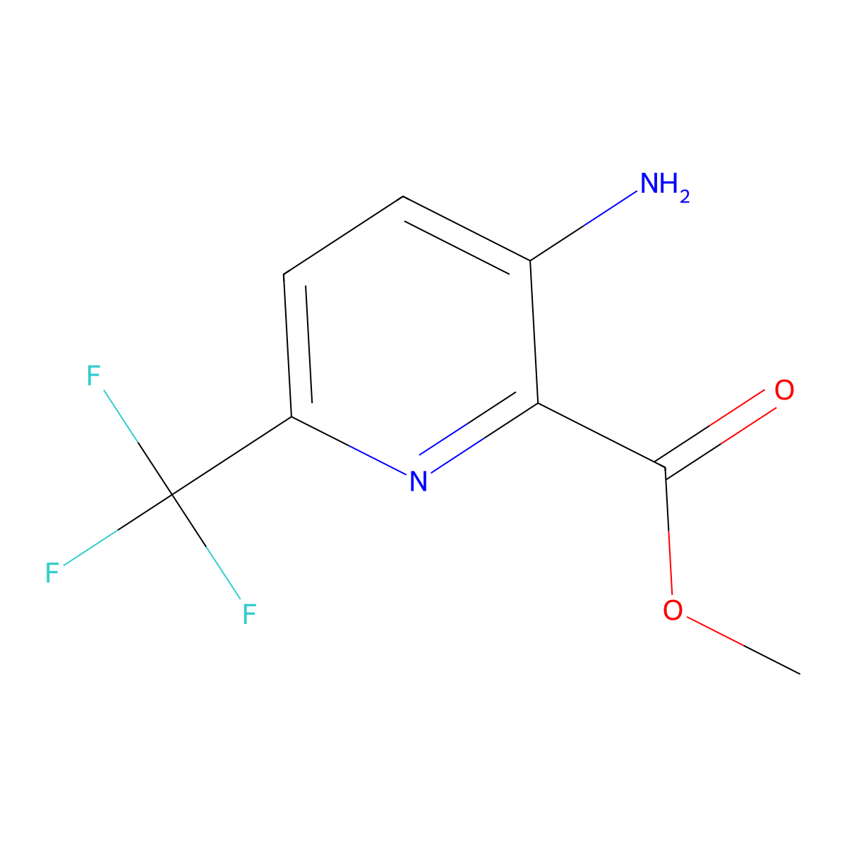Methyl 3-amino-6-(trifluoromethyl)picolinate molecular structure, CAS 1256794-12-3