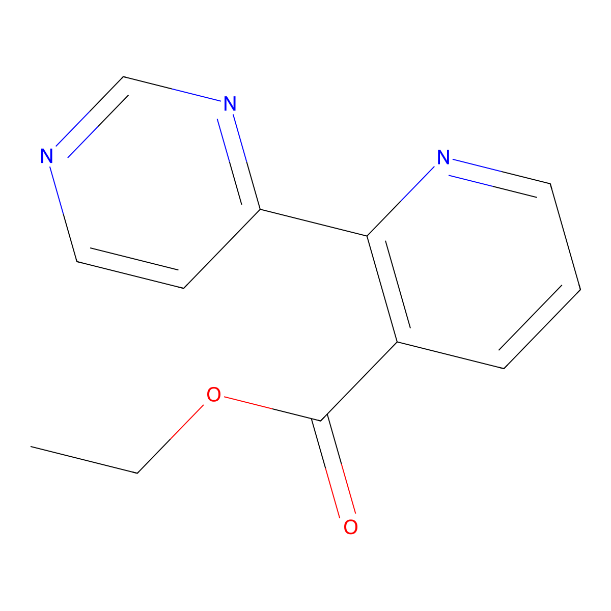 Ethyl 2-(pyrimidin-4-yl)nicotinate molecular structure, CAS 1256794-15-6