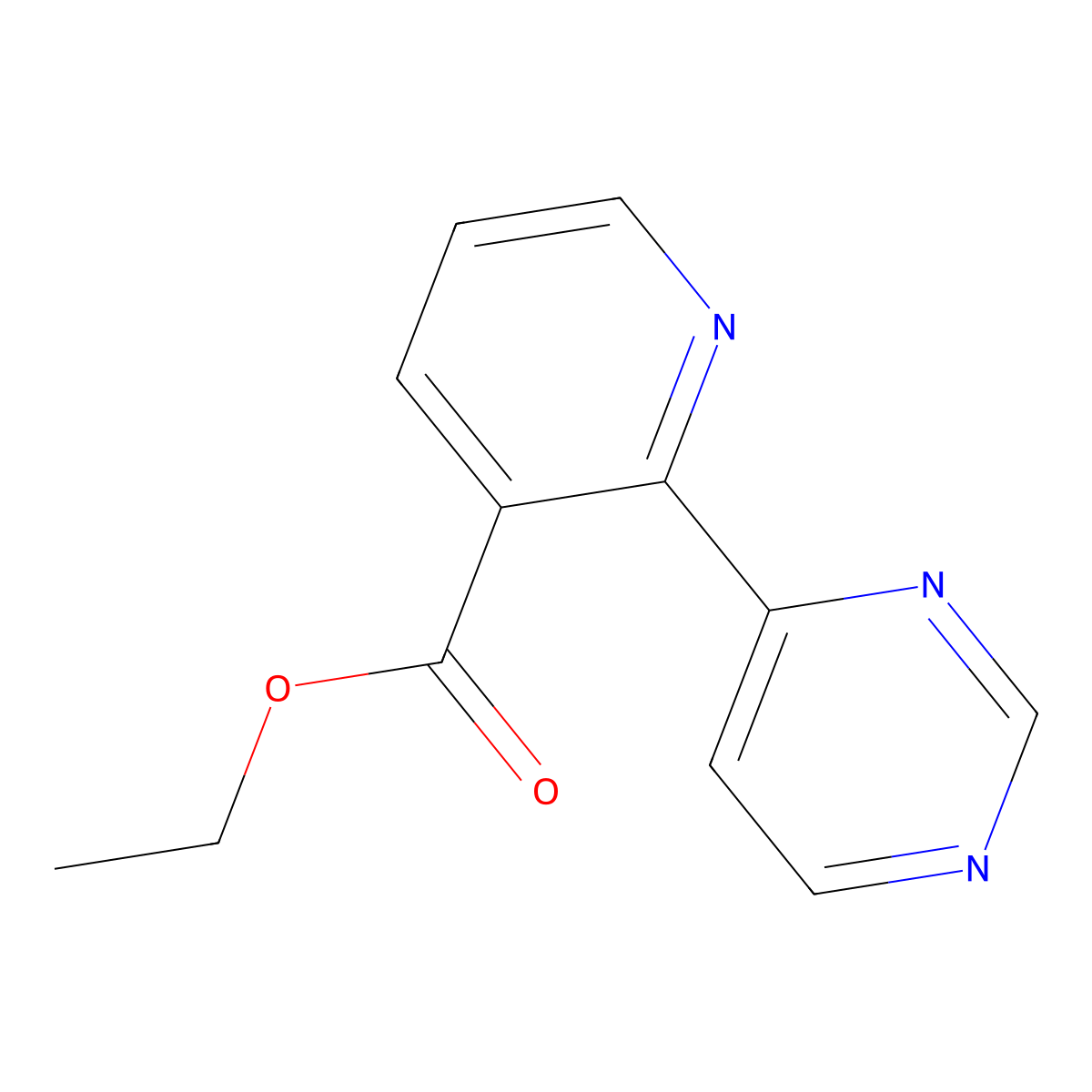 Ethyl 2-(pyrimidin-4-yl)nicotinate molecular structure, CAS 1256794-15-6