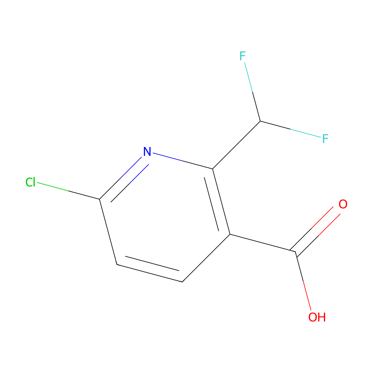 6-Chloro-2-(difluoromethyl)nicotinic acid molecular structure, CAS 1256794-35-0