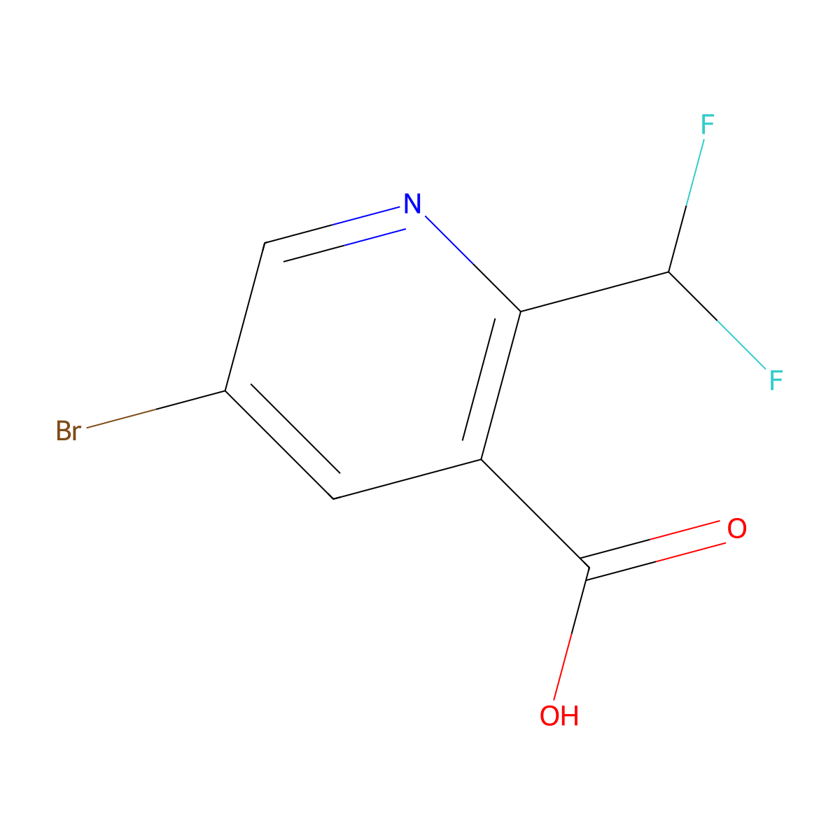 5-Bromo-2-(difluoromethyl)pyridine-3-carboxylic acid molecular structure, CAS 1256794-42-9