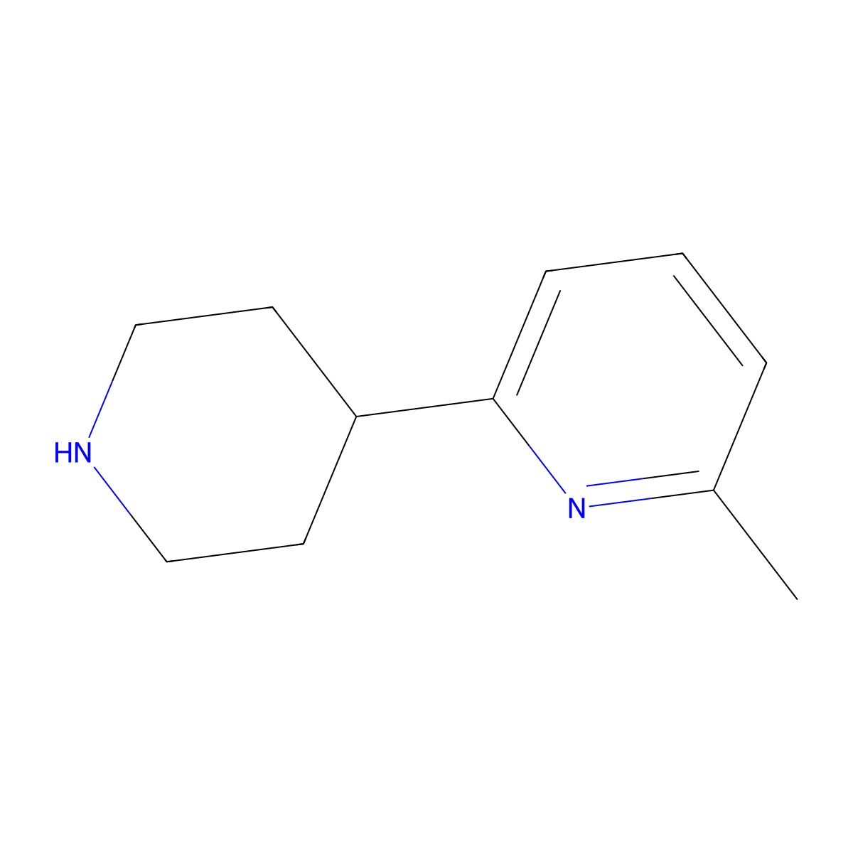 2-Methyl-6-(piperidin-4-yl)pyridine molecular structure, CAS 1256794-45-2