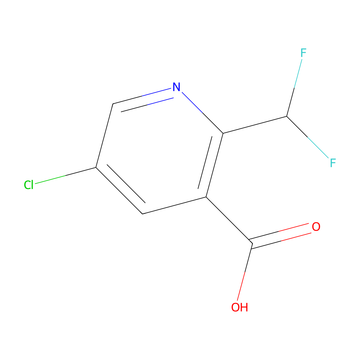 5-Chloro-2-(difluoromethyl)pyridine-3-carboxylic acid molecular structure, CAS 1256794-46-3