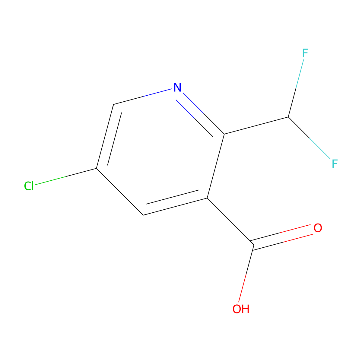 5-Chloro-2-(difluoromethyl)pyridine-3-carboxylic acid molecular structure, CAS 1256794-46-3