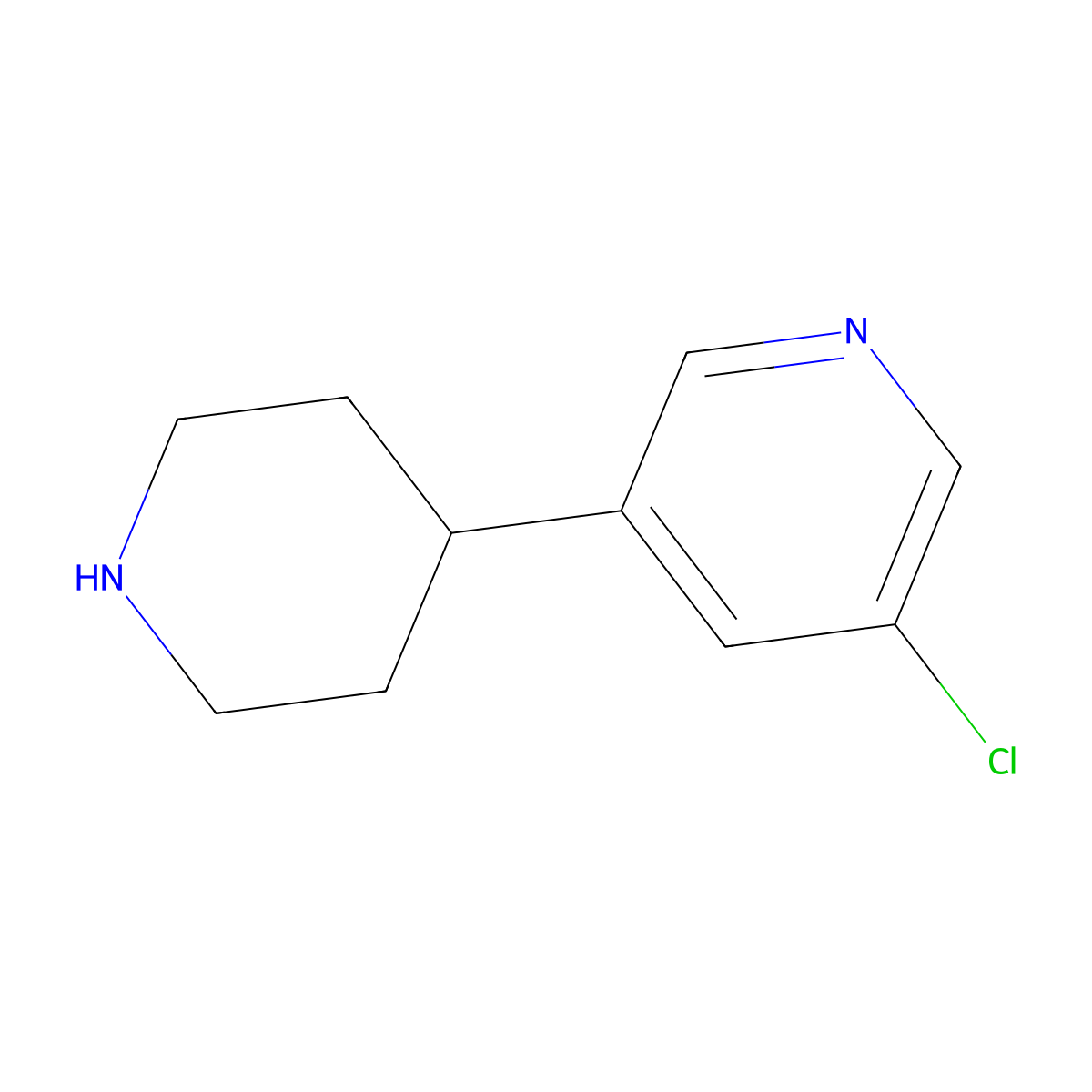 3-Chloro-5-(piperidin-4-yl)pyridine molecular structure, CAS 1256794-67-8