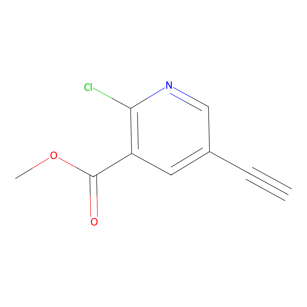 Methyl 2-chloro-5-ethynylnicotinate molecular structure, CAS 1256794-68-9