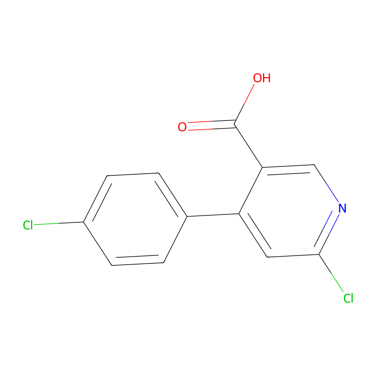 6-Chloro-4-(4-chlorophenyl)pyridine-3-carboxylic acid molecular structure, CAS 1256794-74-7