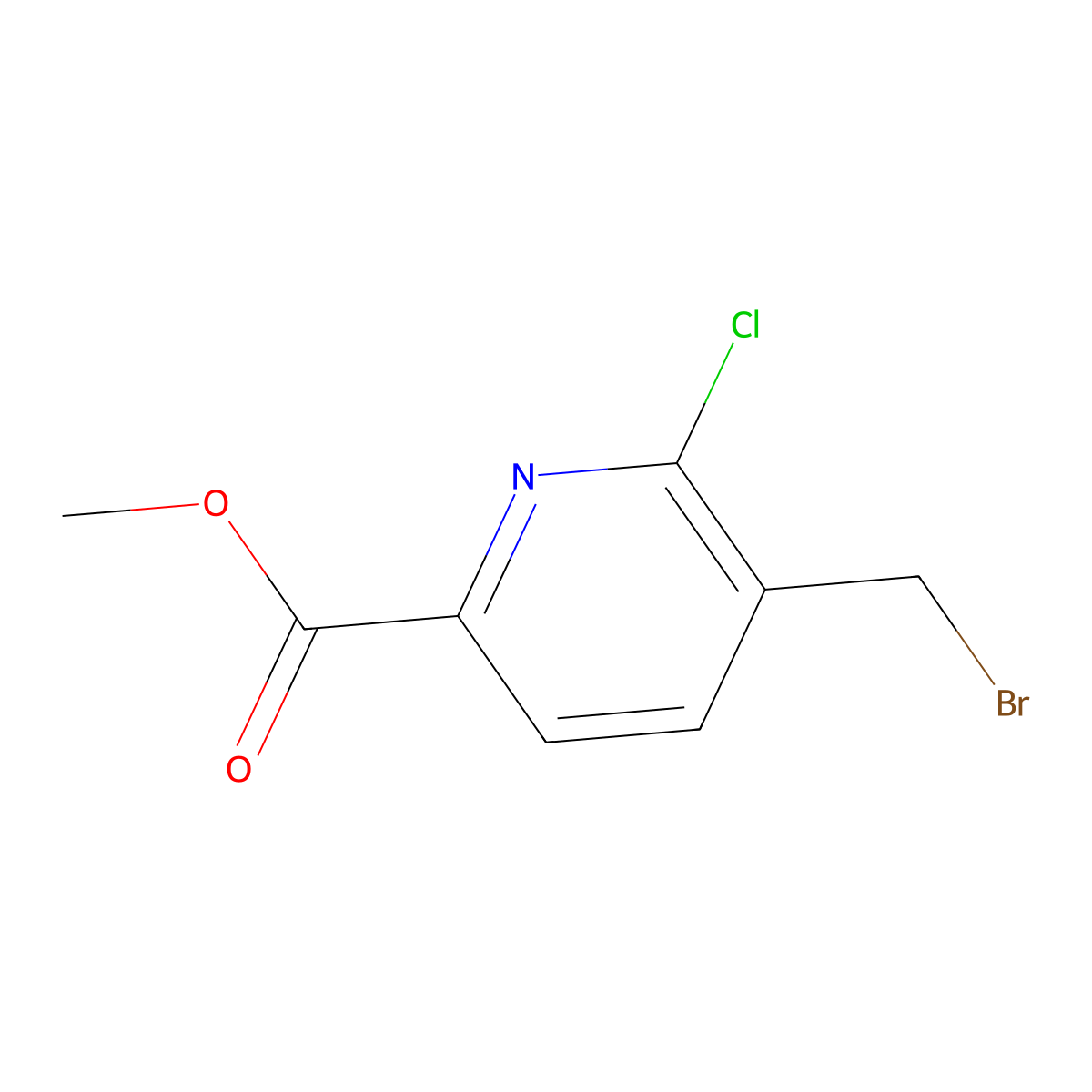 Methyl 5-(bromomethyl)-6-chloropyridine-2-carboxylate molecular structure, CAS 1256794-76-9