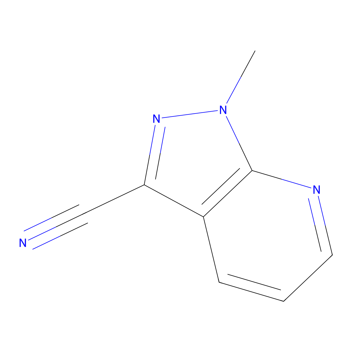 1-Methyl-1H-pyrazolo[3,4-b]pyridine-3-carbonitrile molecular structure, CAS 1256795-04-6