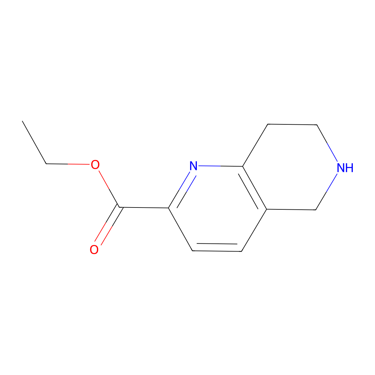 Ethyl 5,6,7,8-tetrahydro-1,6-naphthyridine-2-carboxylate molecular structure, CAS 1256795-17-1