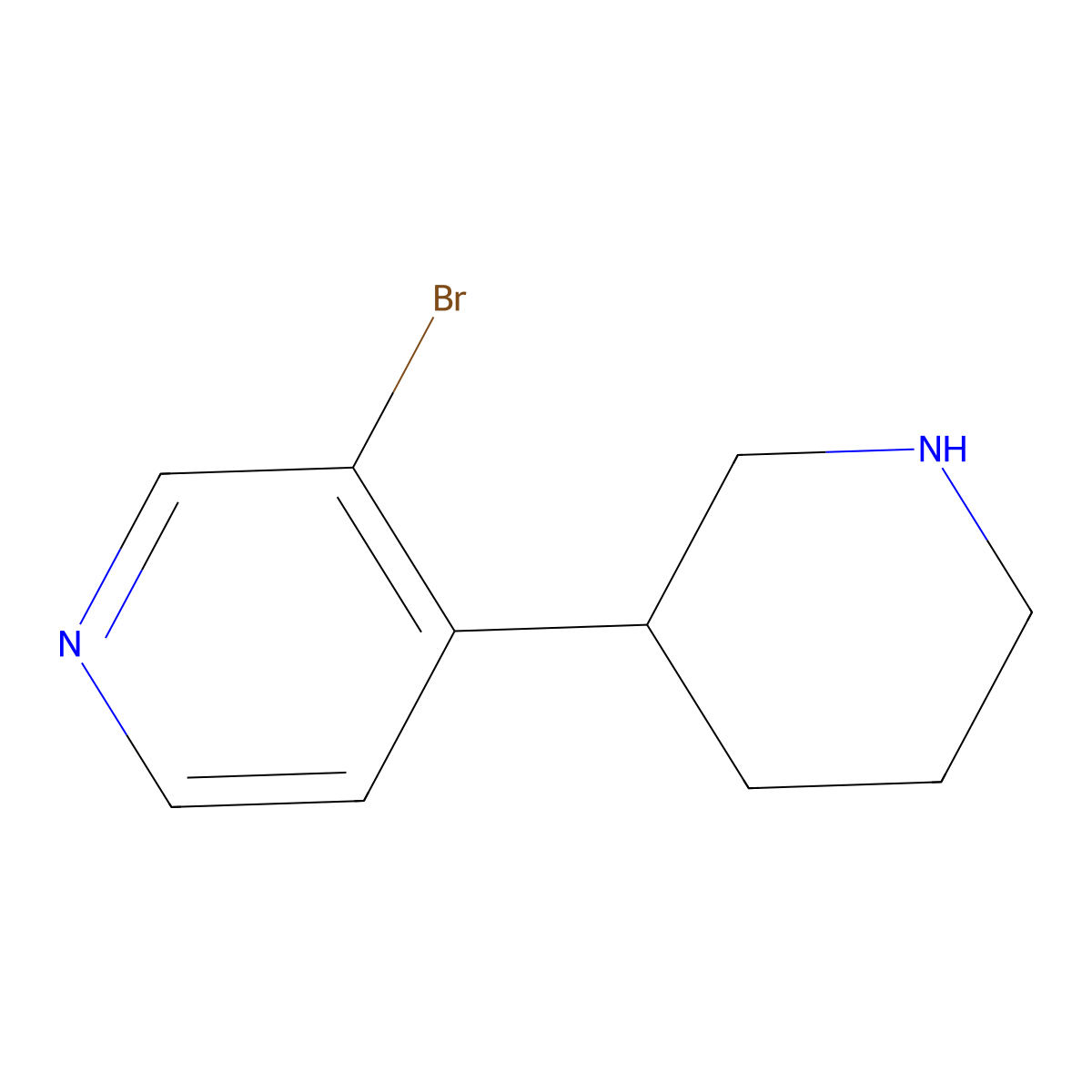 3-Bromo-4-(piperidin-3-yl)pyridine molecular structure, CAS 1256795-28-4