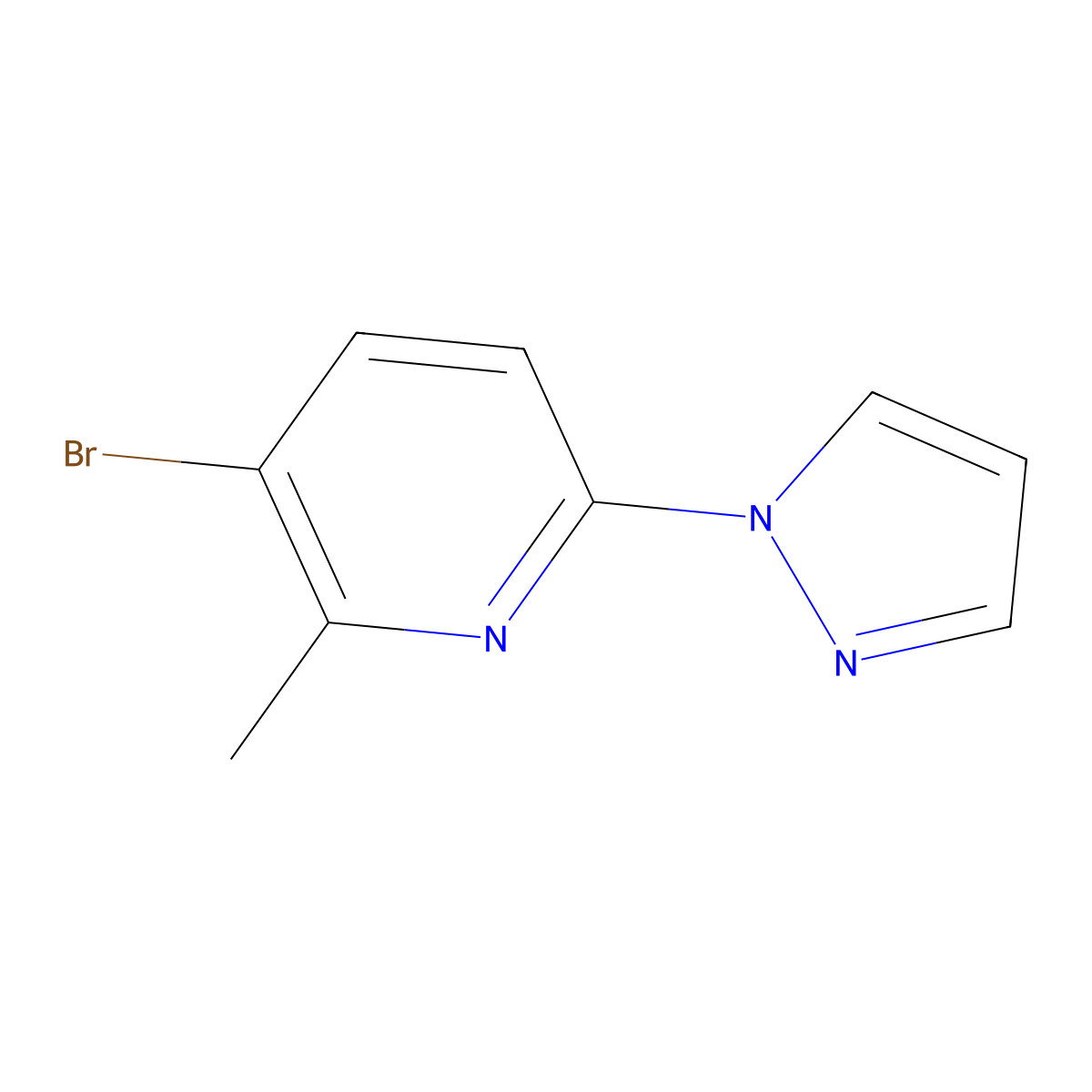 3-bromo-2-methyl-6-(1H-pyrazol-1-yl)pyridine molecular structure, CAS 1256803-82-3