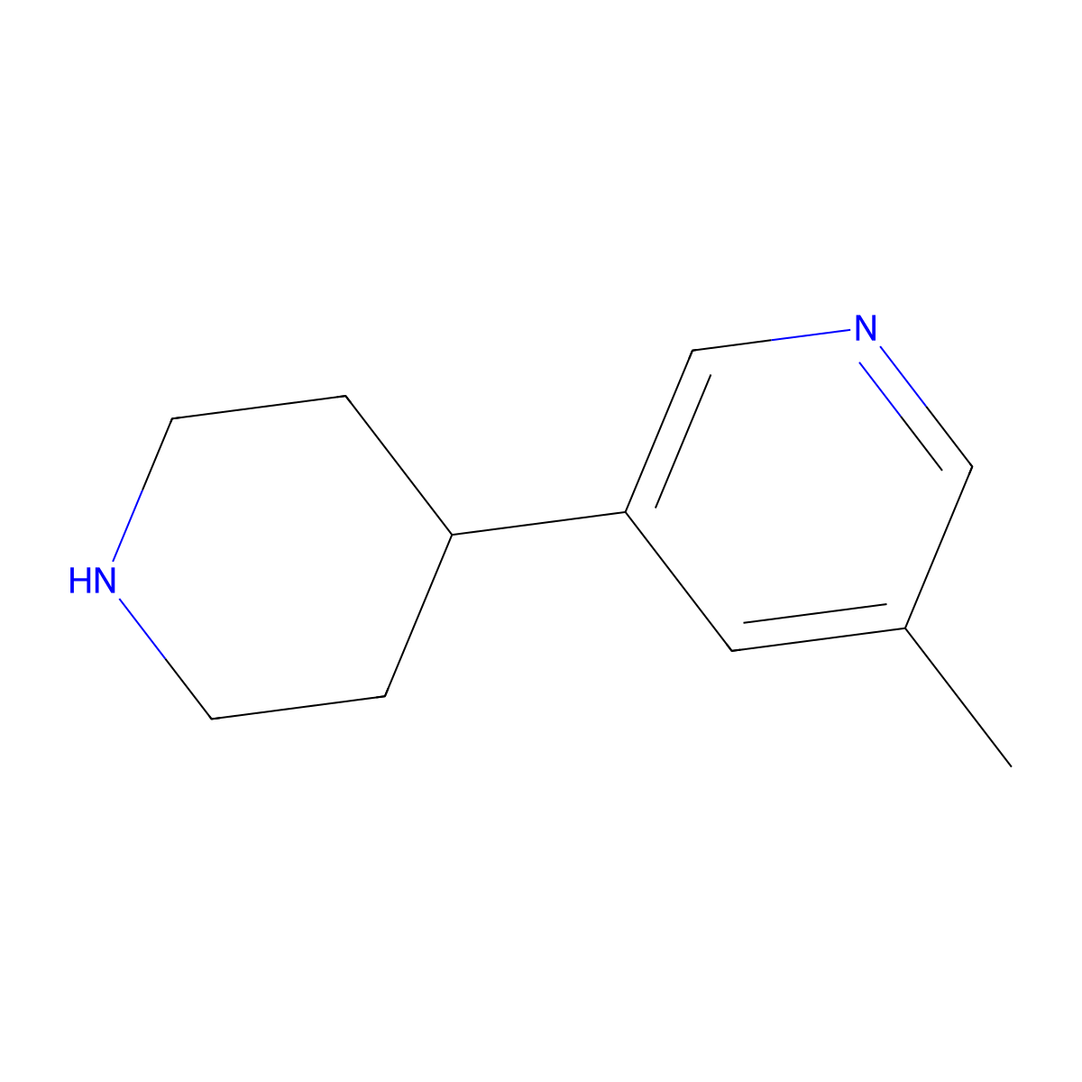 3-Methyl-5-(piperidin-4-yl)pyridine molecular structure, CAS 1256804-61-1