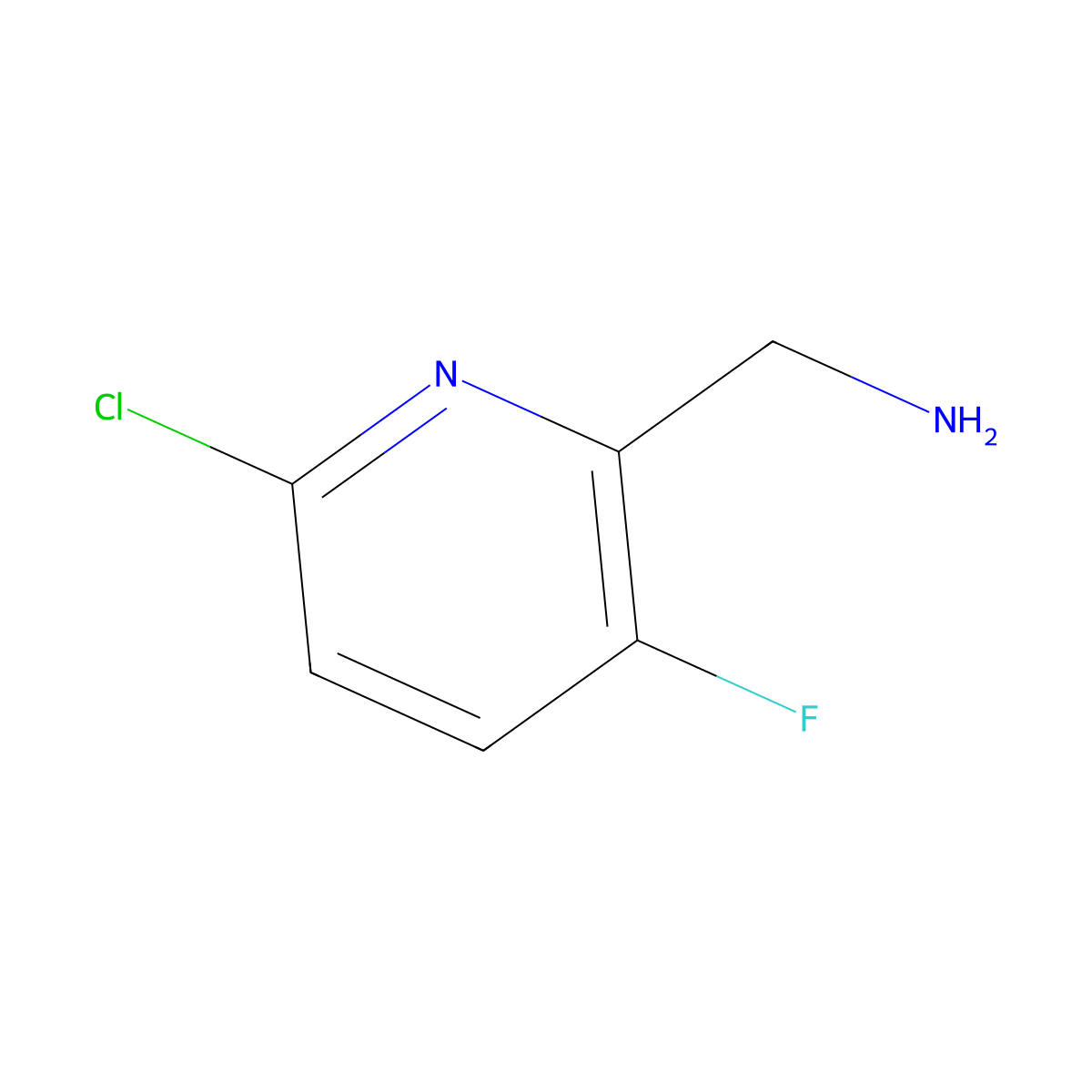 (6-Chloro-3-fluoropyridin-2-YL)methanamine molecular structure, CAS 1256804-79-1