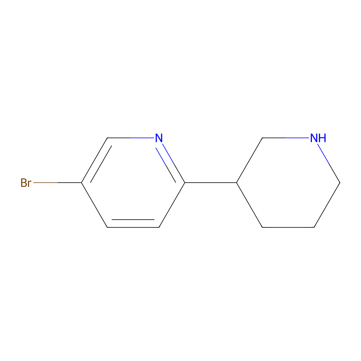 5-Bromo-2-(piperidin-3-yl)pyridine molecular structure, CAS 1256804-87-1