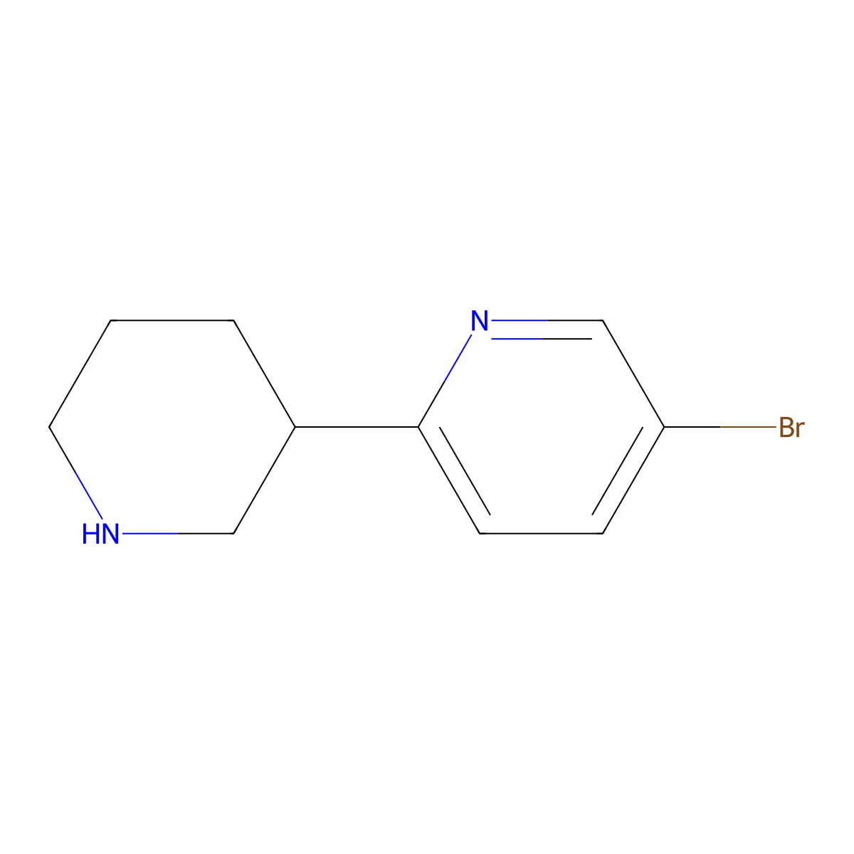 5-Bromo-2-(piperidin-3-yl)pyridine molecular structure, CAS 1256804-87-1
