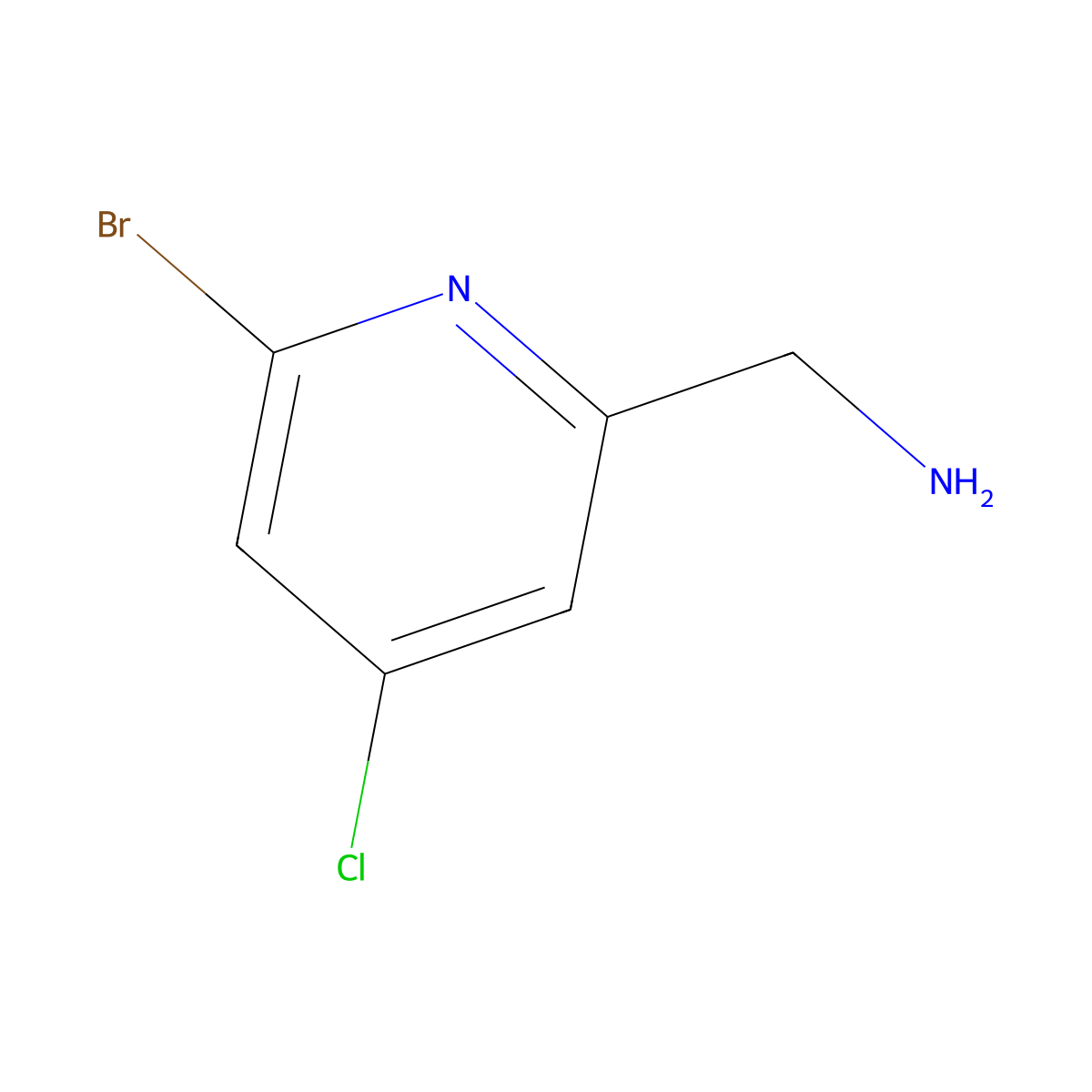 (6-Bromo-4-chloropyridin-2-YL)methanamine molecular structure, CAS 1256805-11-4