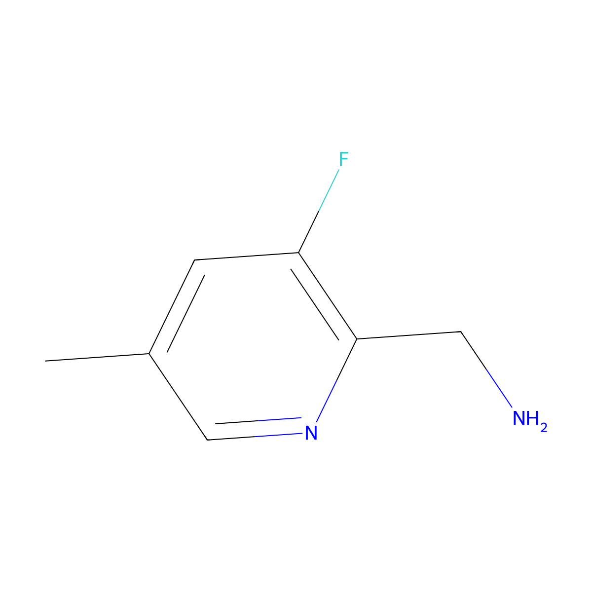 (3-Fluoro-5-methylpyridin-2-YL)methanamine molecular structure, CAS 1256805-23-8