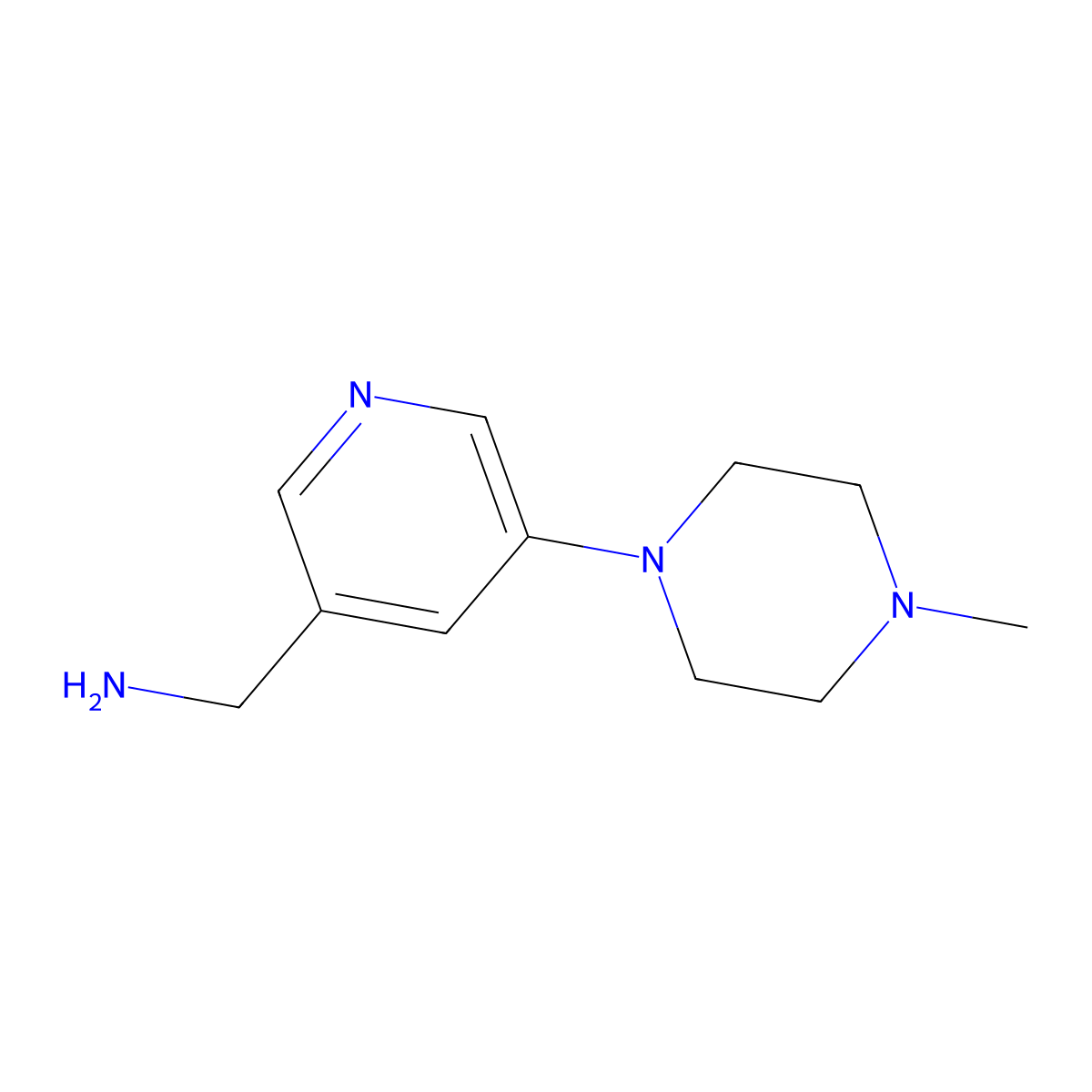 (5-(4-Methylpiperazin-1-yl)pyridin-3-yl)methanamine molecular structure, CAS 1256805-28-3