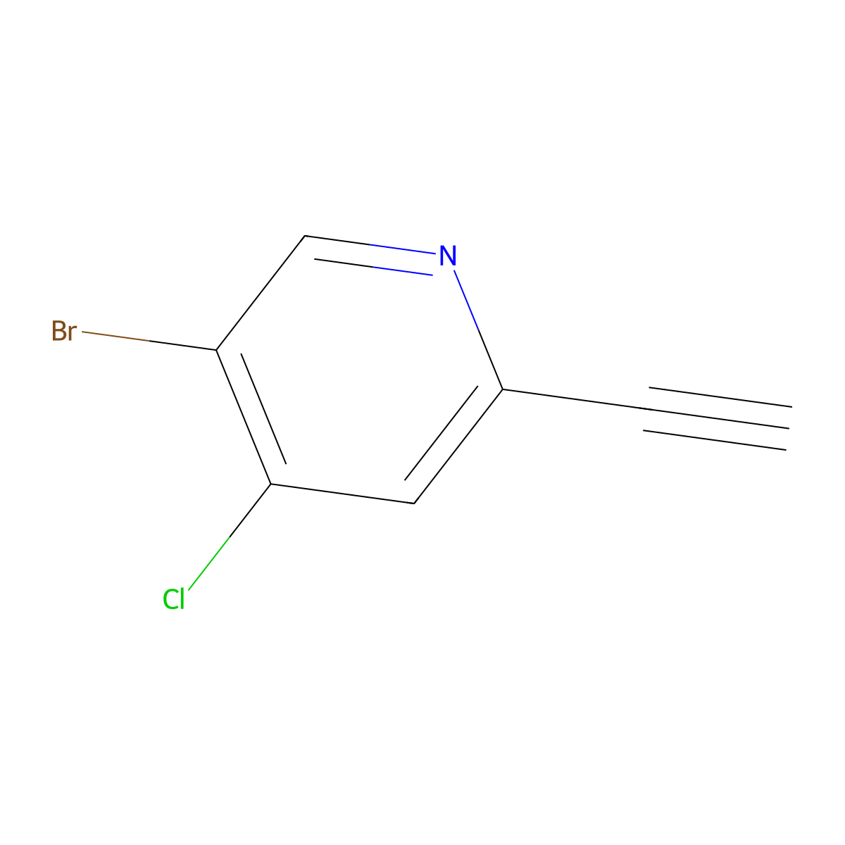5-Bromo-4-chloro-2-ethynylpyridine molecular structure, CAS 1256805-36-3