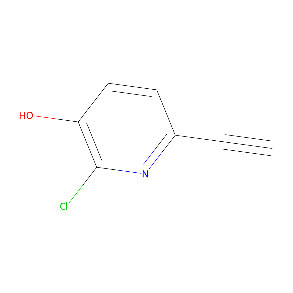 2-Chloro-6-ethynylpyridin-3-ol molecular structure, CAS 1256805-39-6