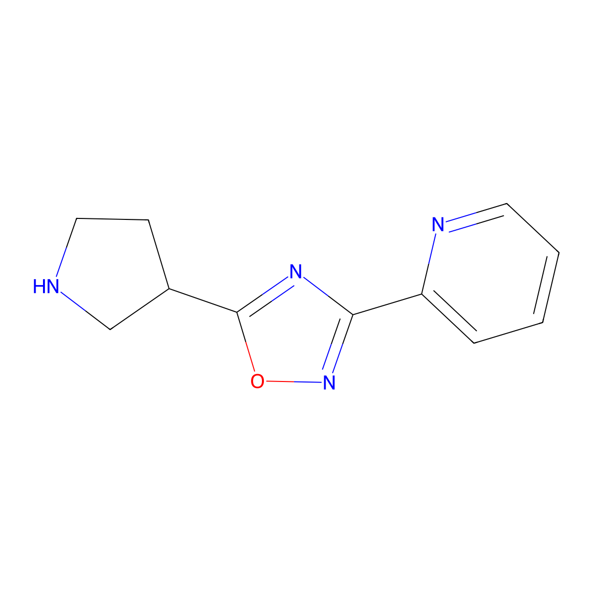 2-(5-Pyrrolidin-3-yl-1,2,4-oxadiazol-3-yl)pyridine molecular structure, CAS 1256805-57-8