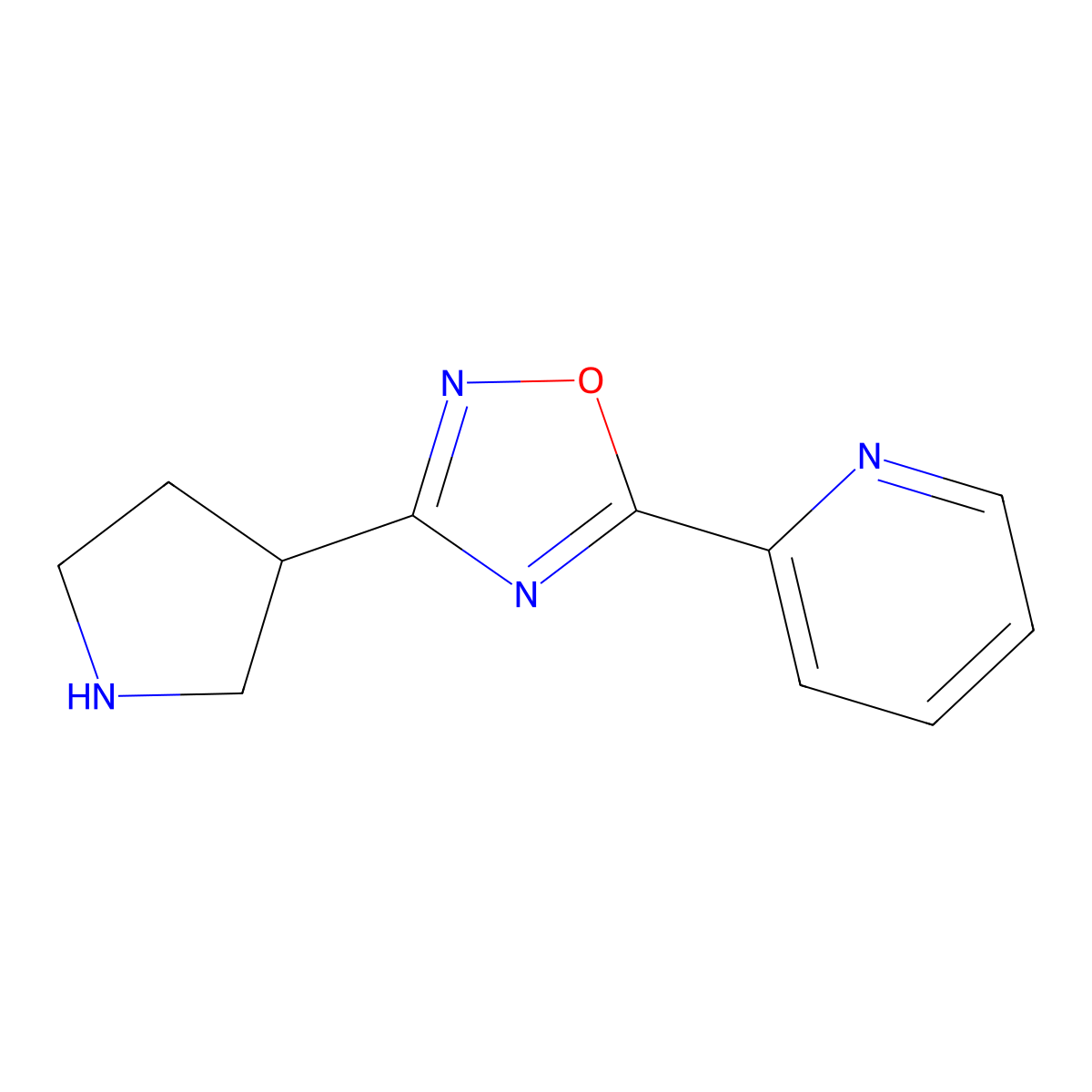 2-[3-(Pyrrolidin-3-yl)-1,2,4-oxadiazol-5-yl]pyridine molecular structure, CAS 1256805-63-6