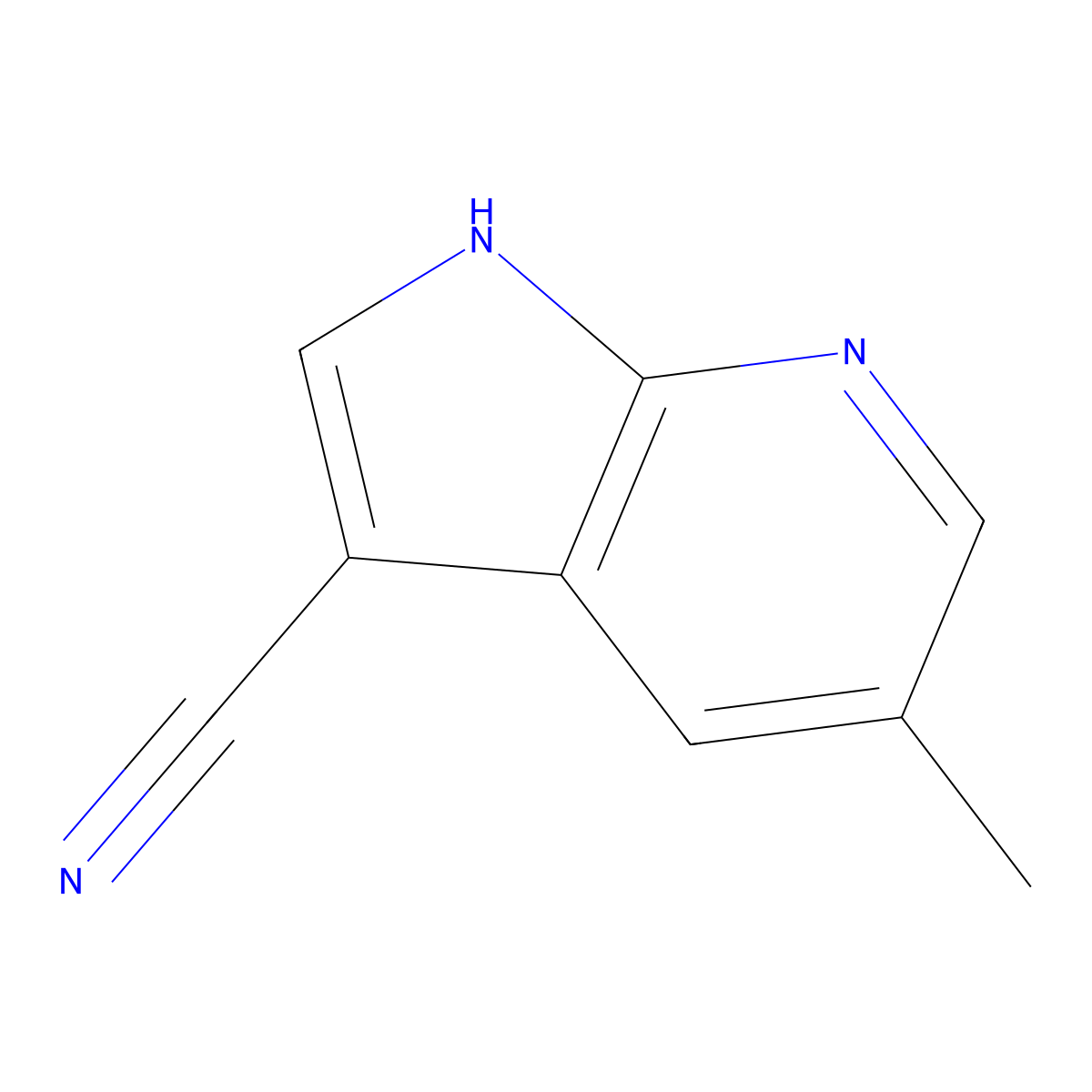 5-methyl-1H-pyrrolo[2,3-b]pyridine-3-carbonitrile molecular structure, CAS 1256805-89-6