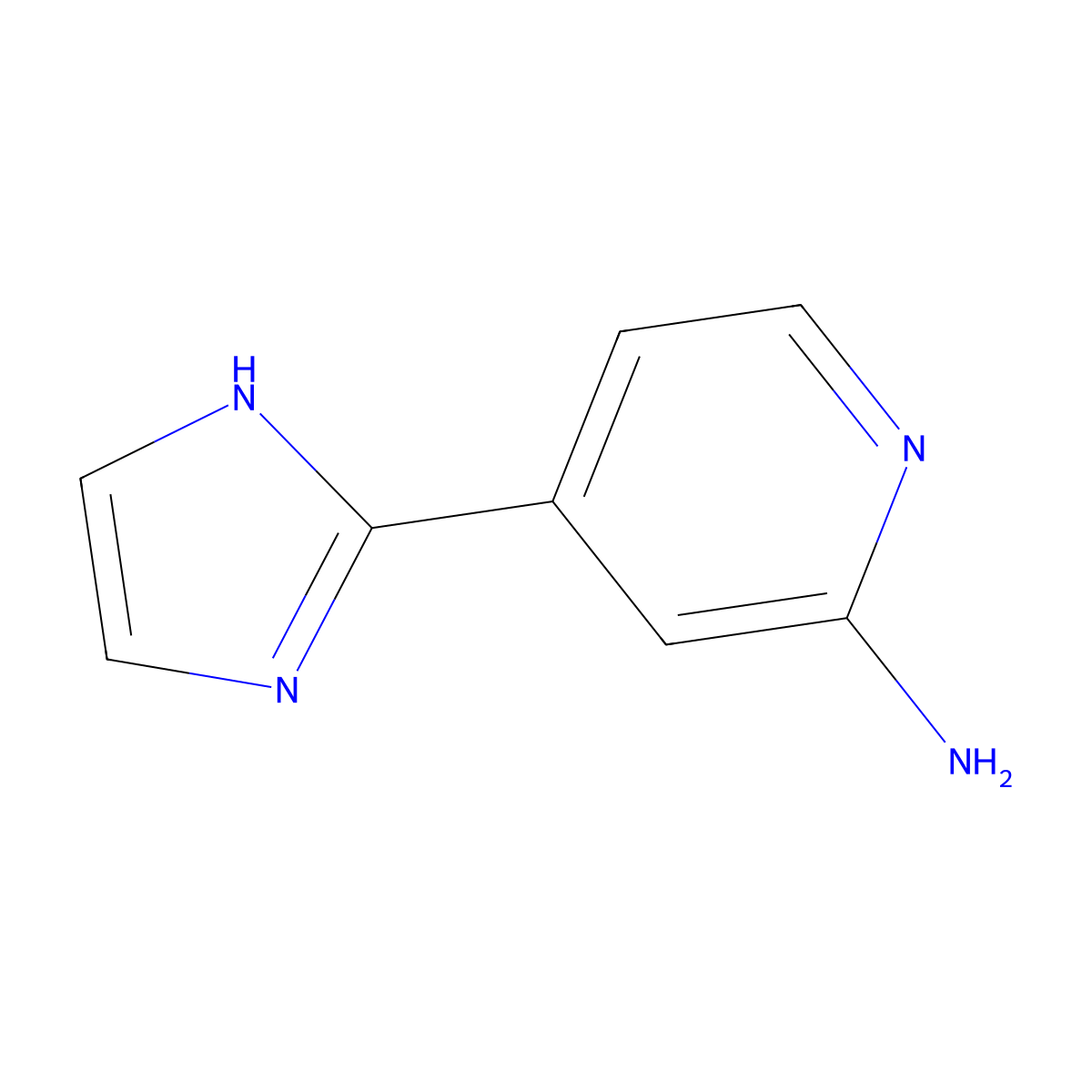 4-(1H-imidazol-2-yl)pyridin-2-amine molecular structure, CAS 1256805-93-2