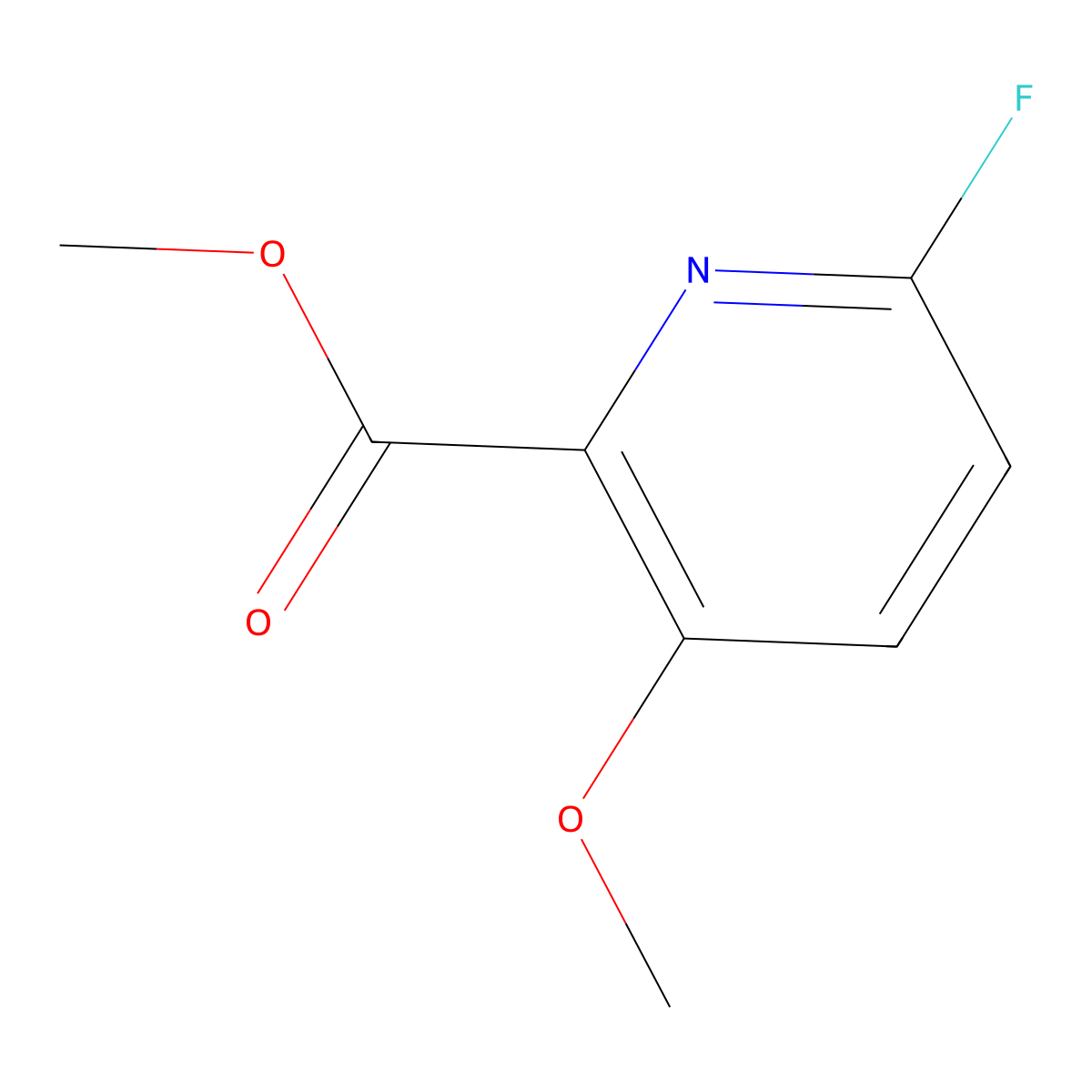 Methyl 6-fluoro-3-methoxy-2-pyridinecarboxylate molecular structure, CAS 1256806-02-6