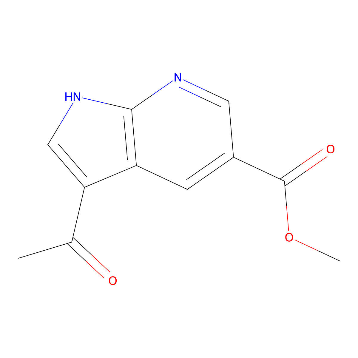 3-Acetyl-7-azaindole-5-methyl carboxylate molecular structure, CAS 1256806-10-6