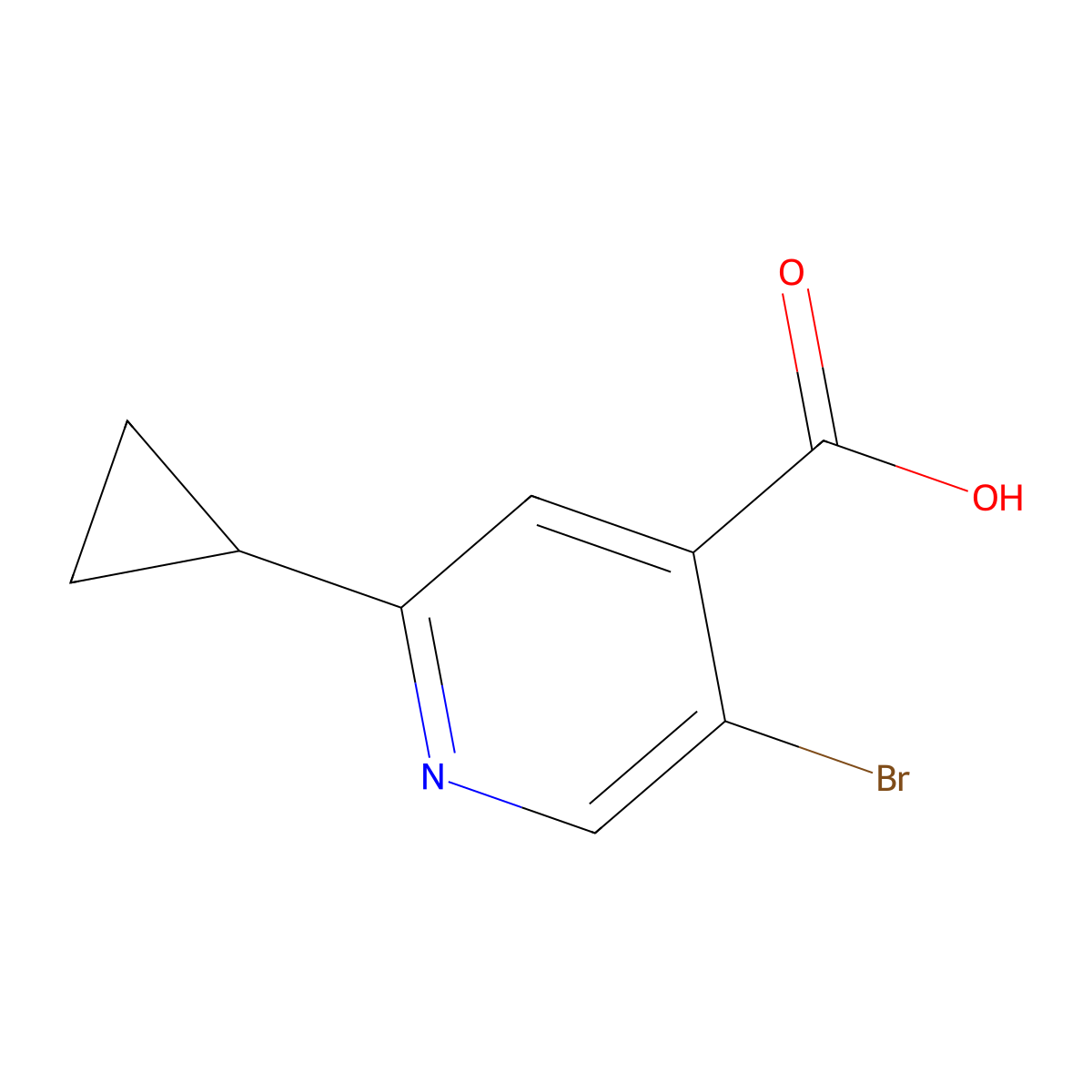 5-Bromo-2-cyclopropylpyridine-4-carboxylic acid molecular structure, CAS 1256806-31-1