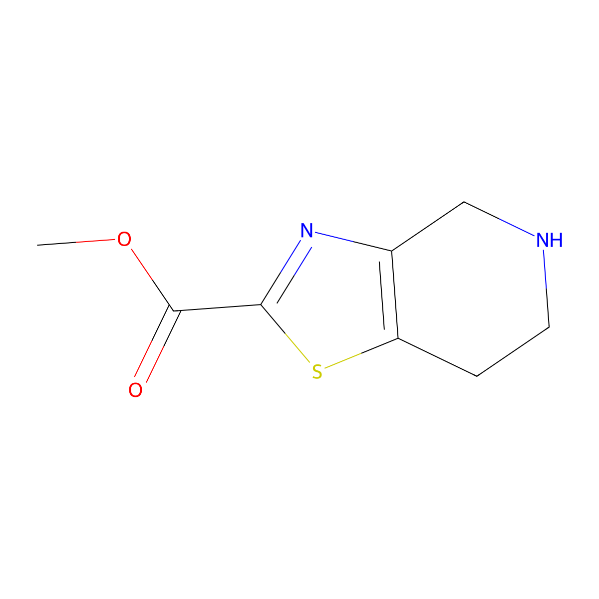 Methyl 4,5,6,7-tetrahydrothiazolo[4,5-c]pyridine-2-carboxylate molecular structure, CAS 1256806-74-2