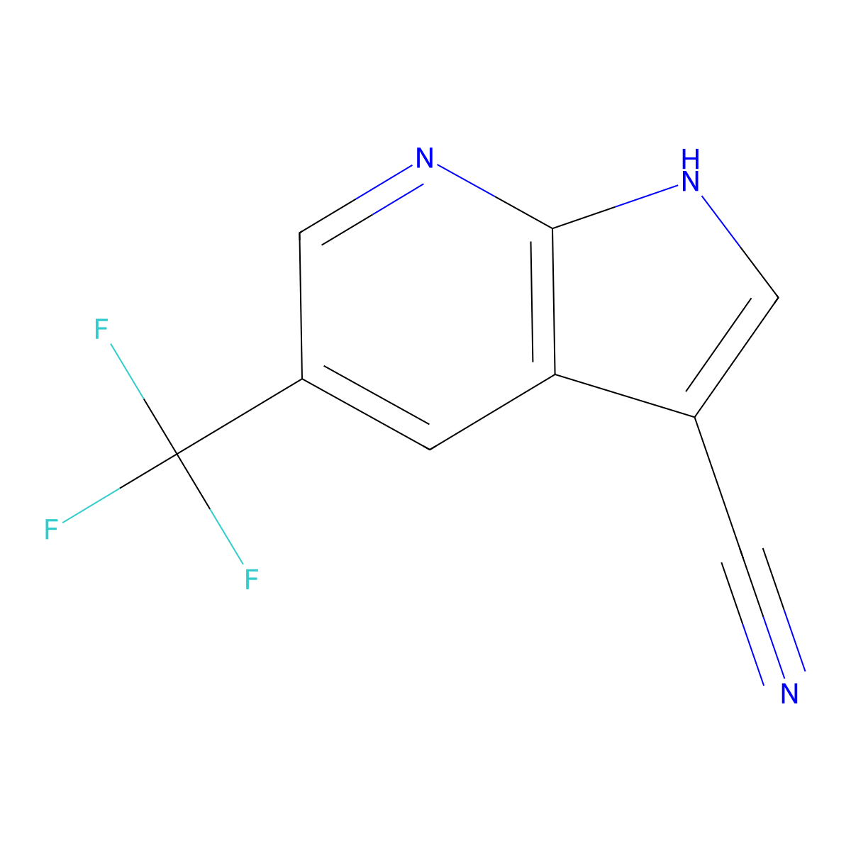 5-(Trifluoromethyl)-1H-pyrrolo[2,3-b]pyridine-3-carbonitrile molecular structure, CAS 1256807-20-1