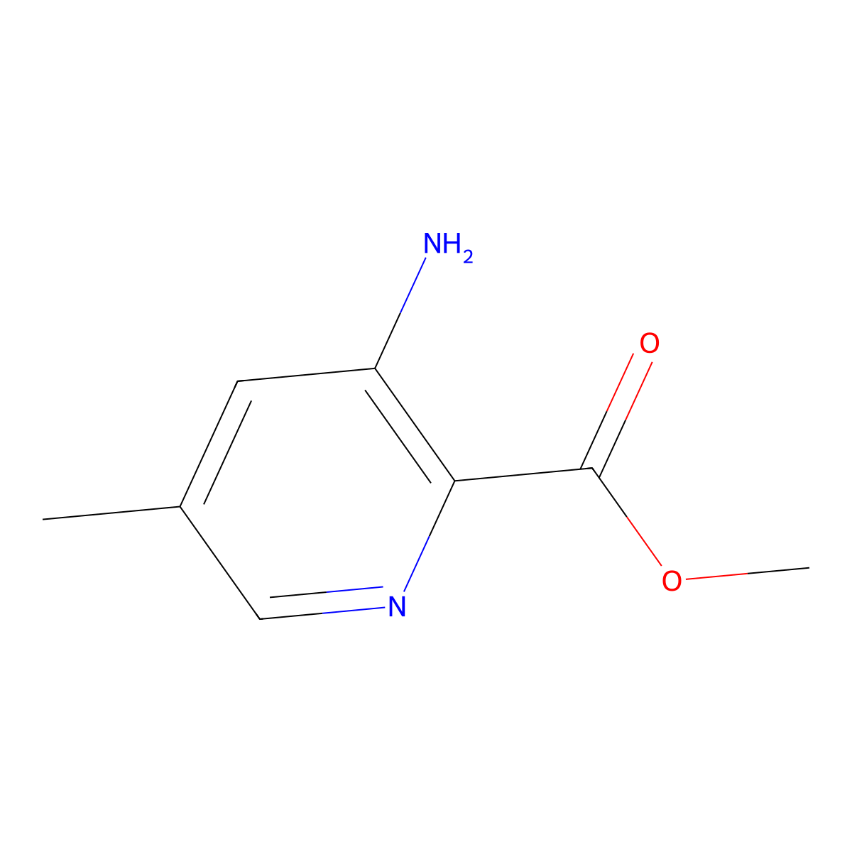 Methyl 3-amino-5-methylpicolinate molecular structure, CAS 1256807-77-8