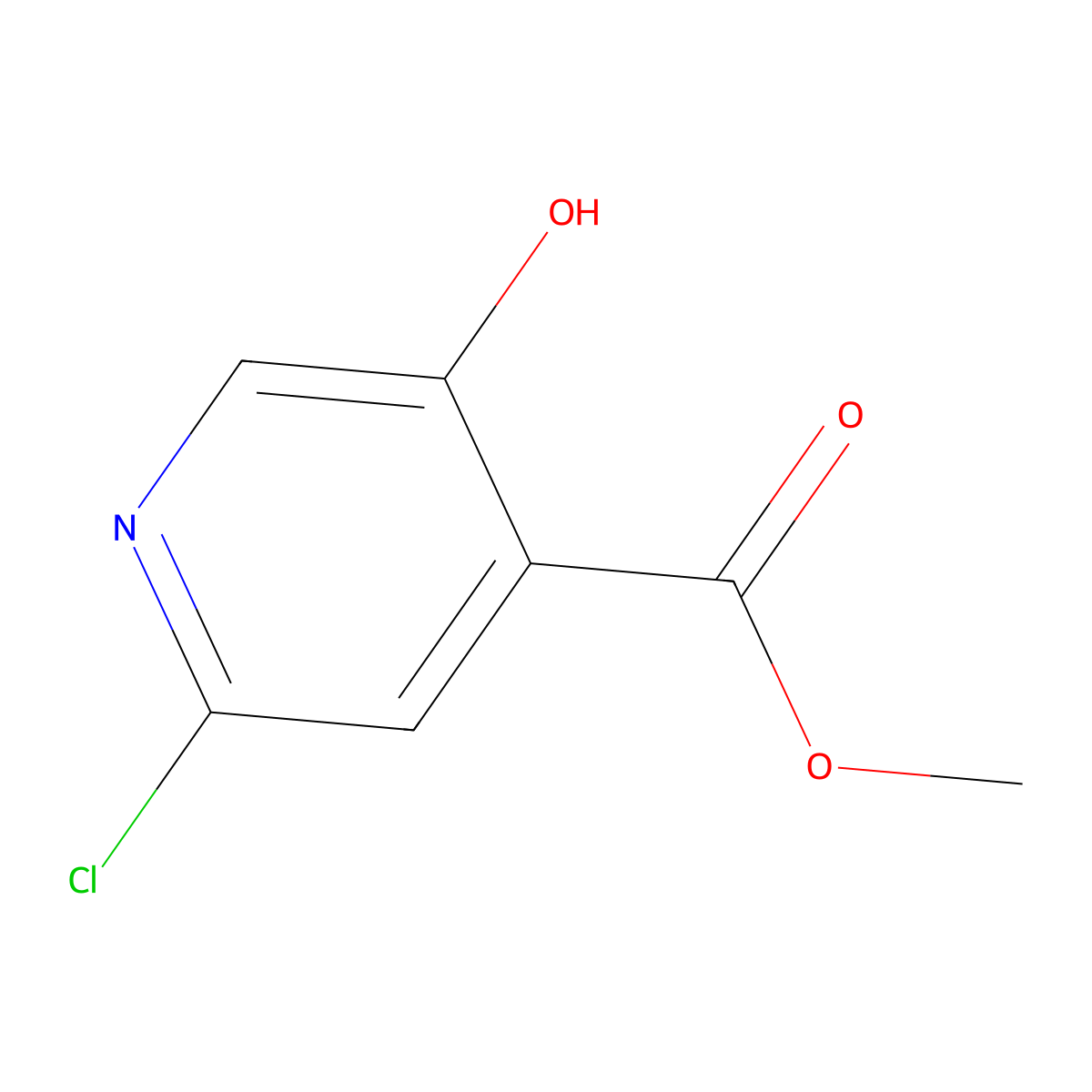 Methyl 2-chloro-5-hydroxypyridine-4-carboxylate molecular structure, CAS 1256807-90-5