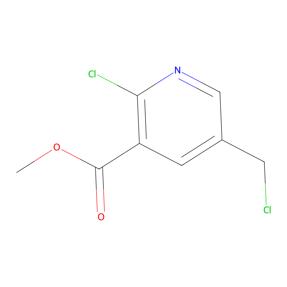 Methyl 2-chloro-5-(chloromethyl)pyridine-3-carboxylate molecular structure, CAS 1256807-98-3
