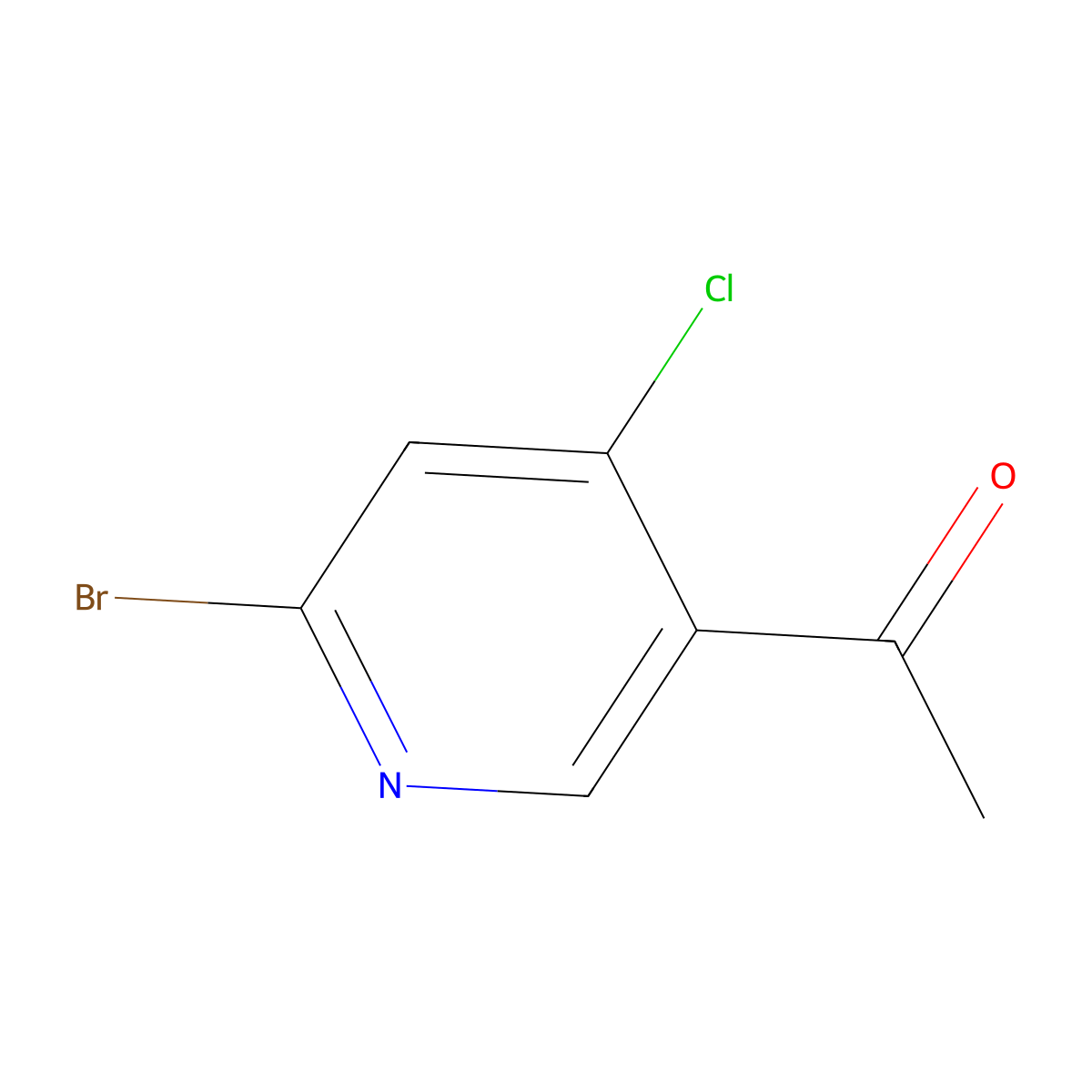 1-(6-Bromo-4-chloropyridin-3-yl)ethanone molecular structure, CAS 1256808-52-2