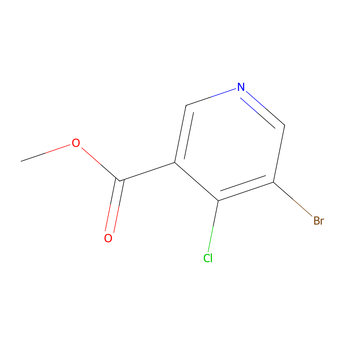 Methyl 5-bromo-4-chloronicotinate molecular structure, CAS 1256808-62-4